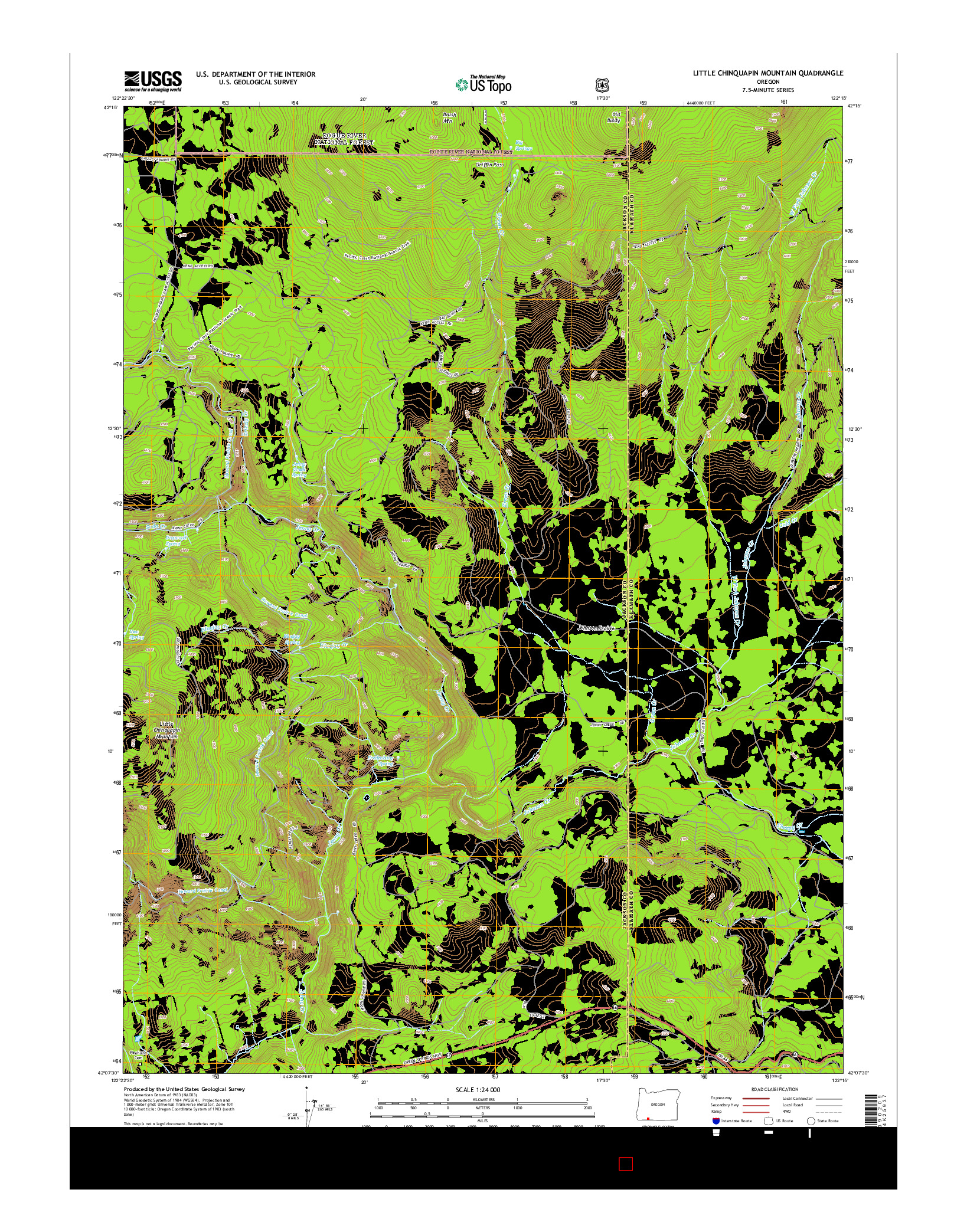 USGS US TOPO 7.5-MINUTE MAP FOR LITTLE CHINQUAPIN MOUNTAIN, OR 2014