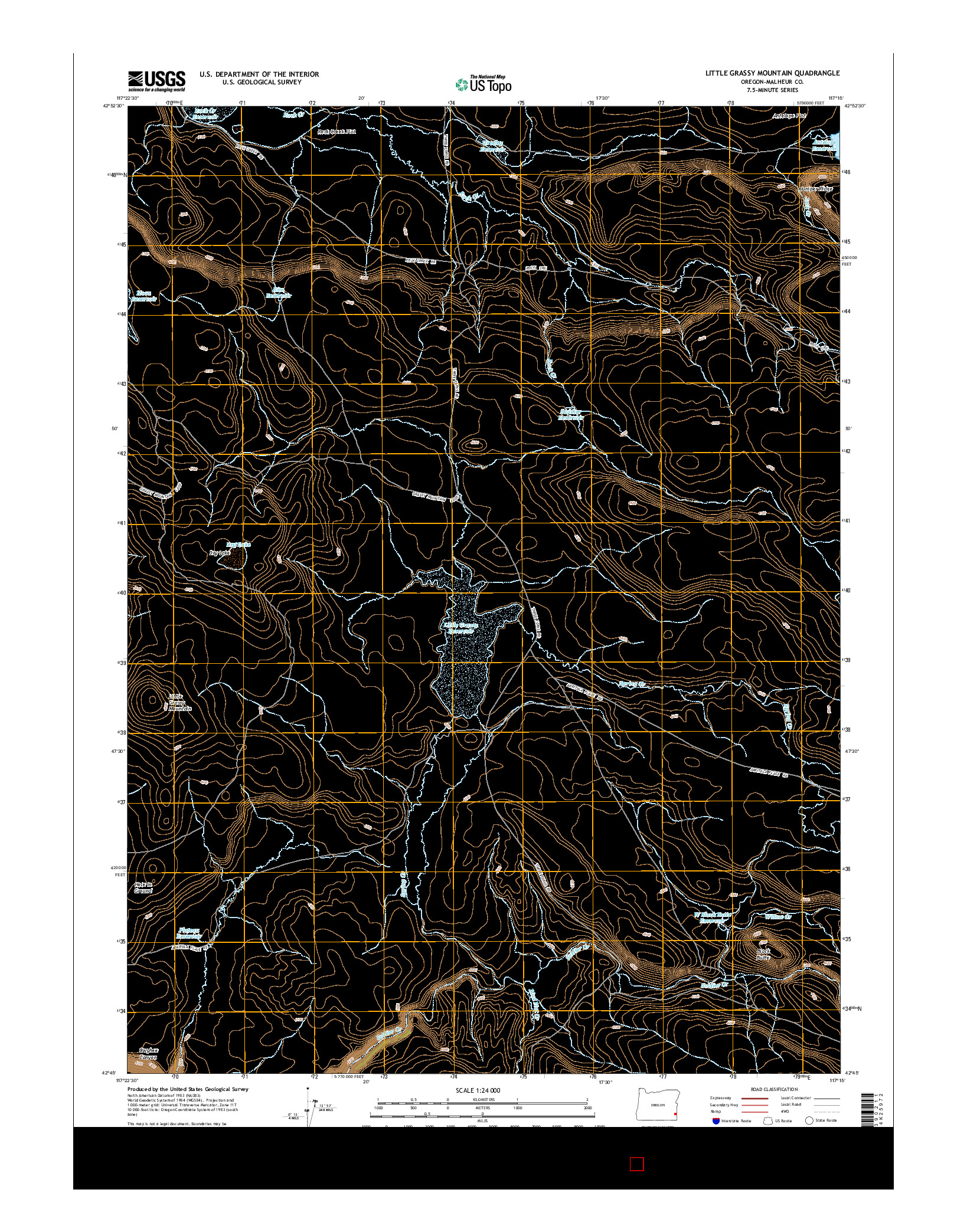 USGS US TOPO 7.5-MINUTE MAP FOR LITTLE GRASSY MOUNTAIN, OR 2014