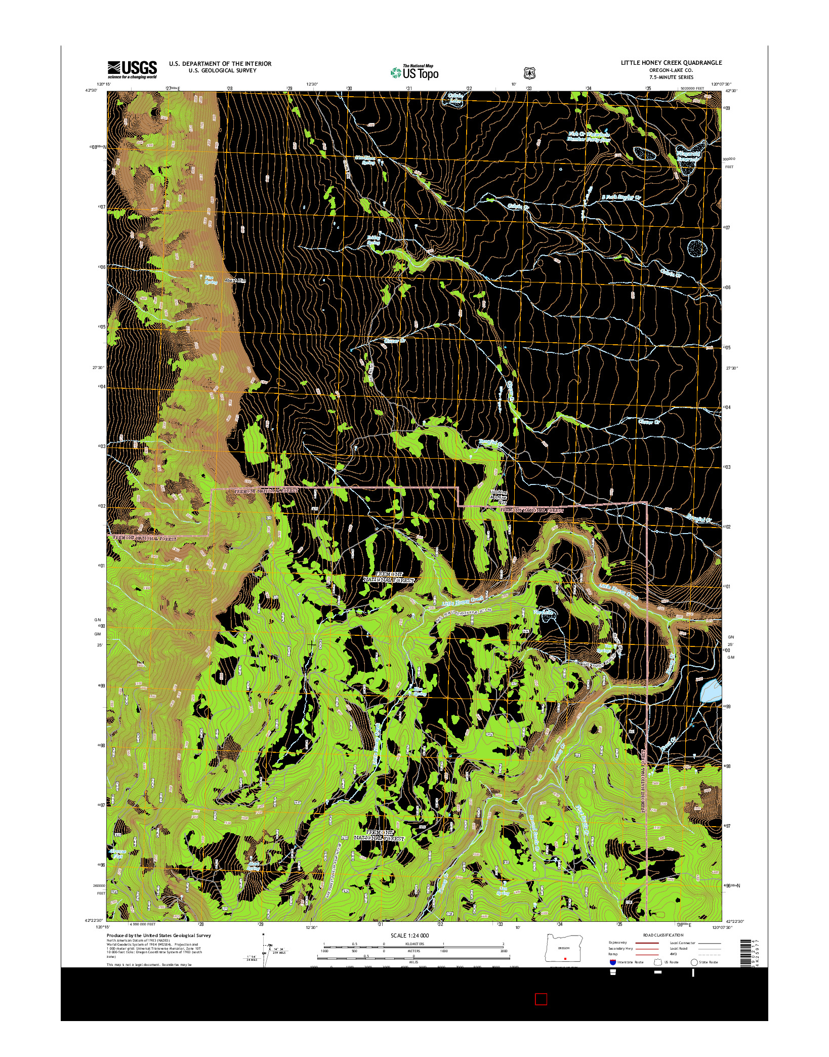 USGS US TOPO 7.5-MINUTE MAP FOR LITTLE HONEY CREEK, OR 2014