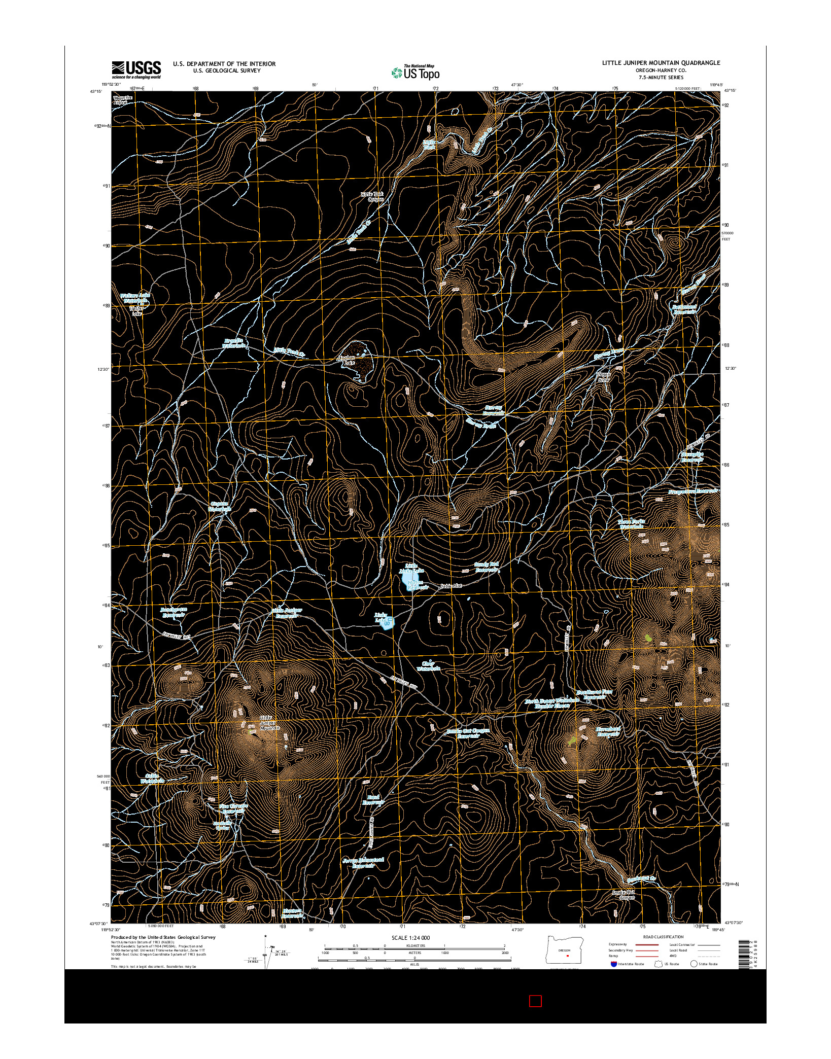 USGS US TOPO 7.5-MINUTE MAP FOR LITTLE JUNIPER MOUNTAIN, OR 2014