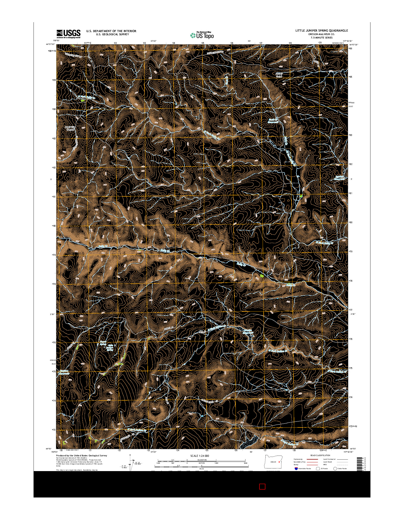 USGS US TOPO 7.5-MINUTE MAP FOR LITTLE JUNIPER SPRING, OR 2014