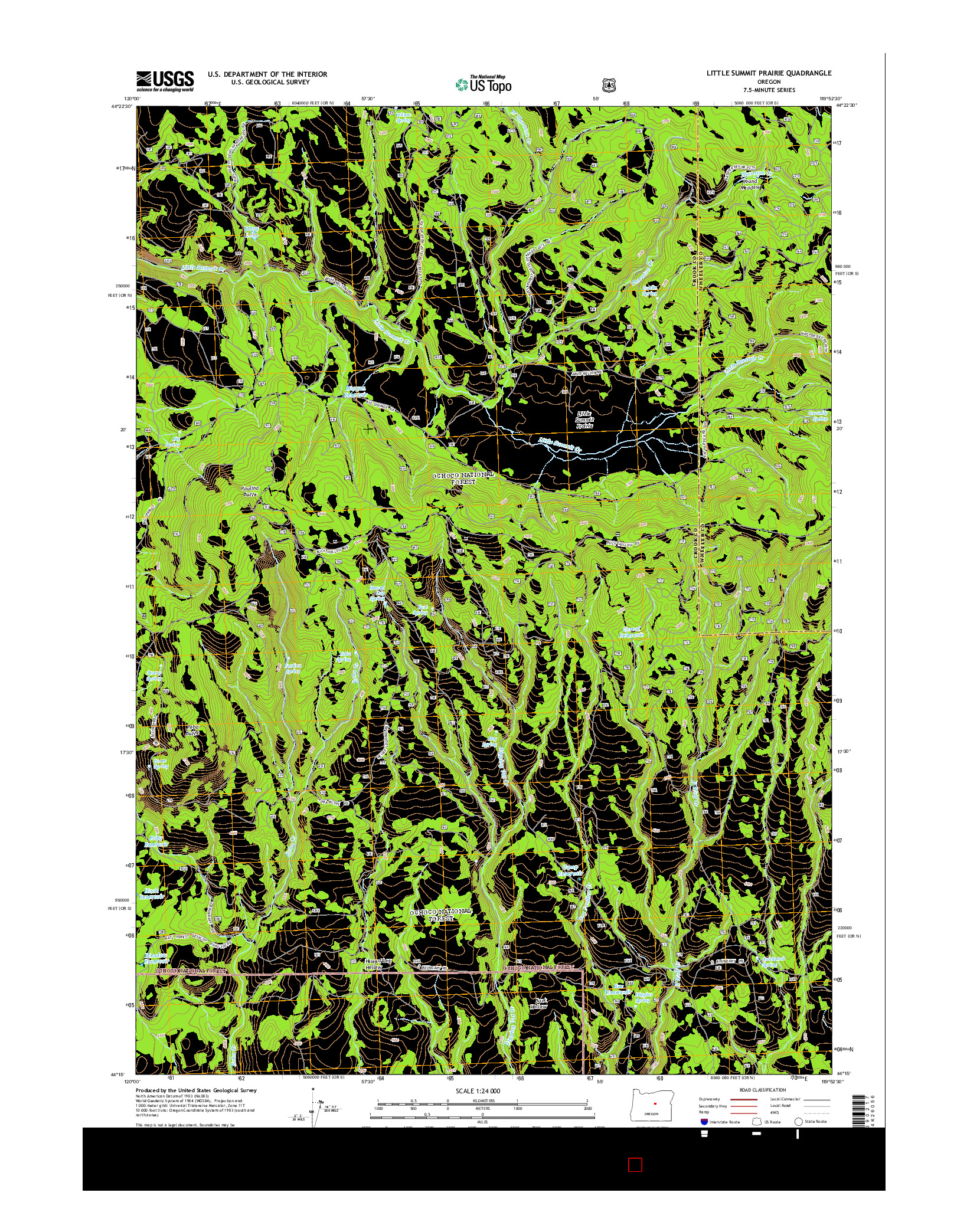 USGS US TOPO 7.5-MINUTE MAP FOR LITTLE SUMMIT PRAIRIE, OR 2014