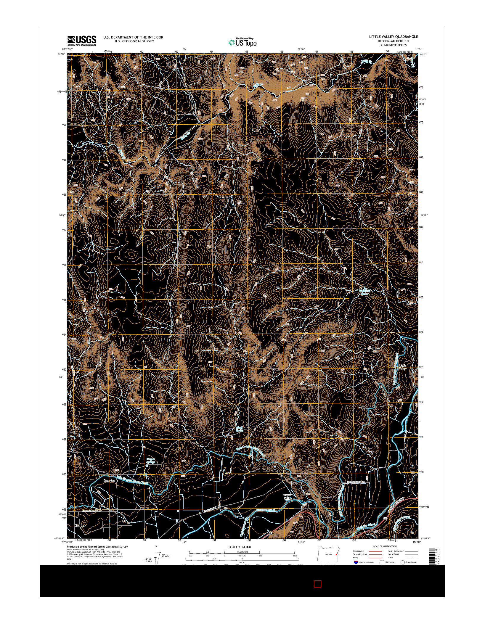USGS US TOPO 7.5-MINUTE MAP FOR LITTLE VALLEY, OR 2014