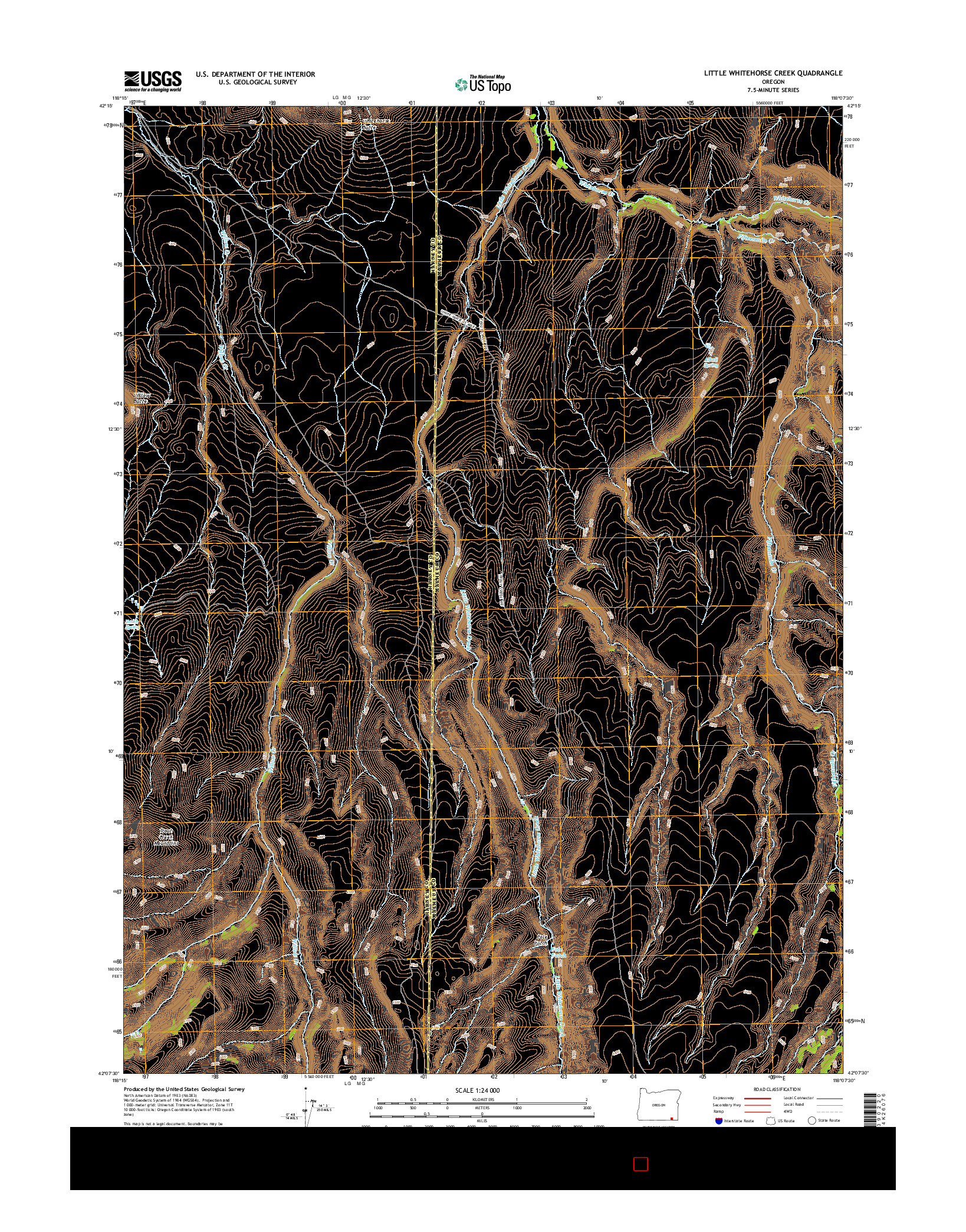 USGS US TOPO 7.5-MINUTE MAP FOR LITTLE WHITEHORSE CREEK, OR 2014