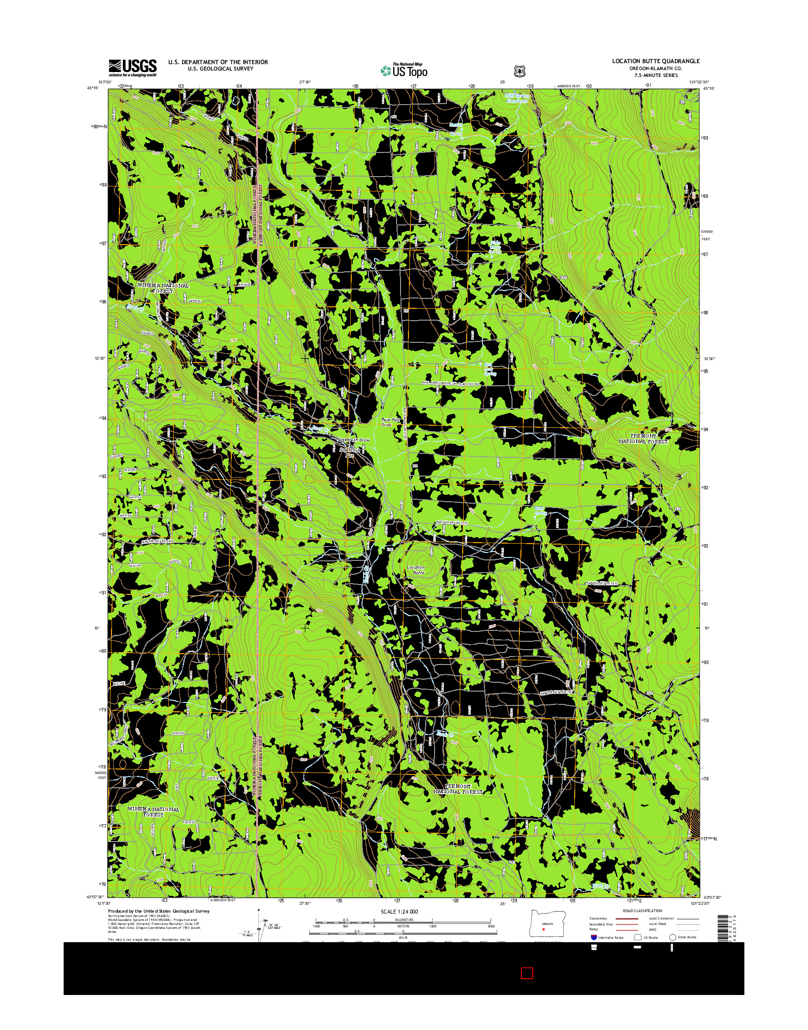 USGS US TOPO 7.5-MINUTE MAP FOR LOCATION BUTTE, OR 2014