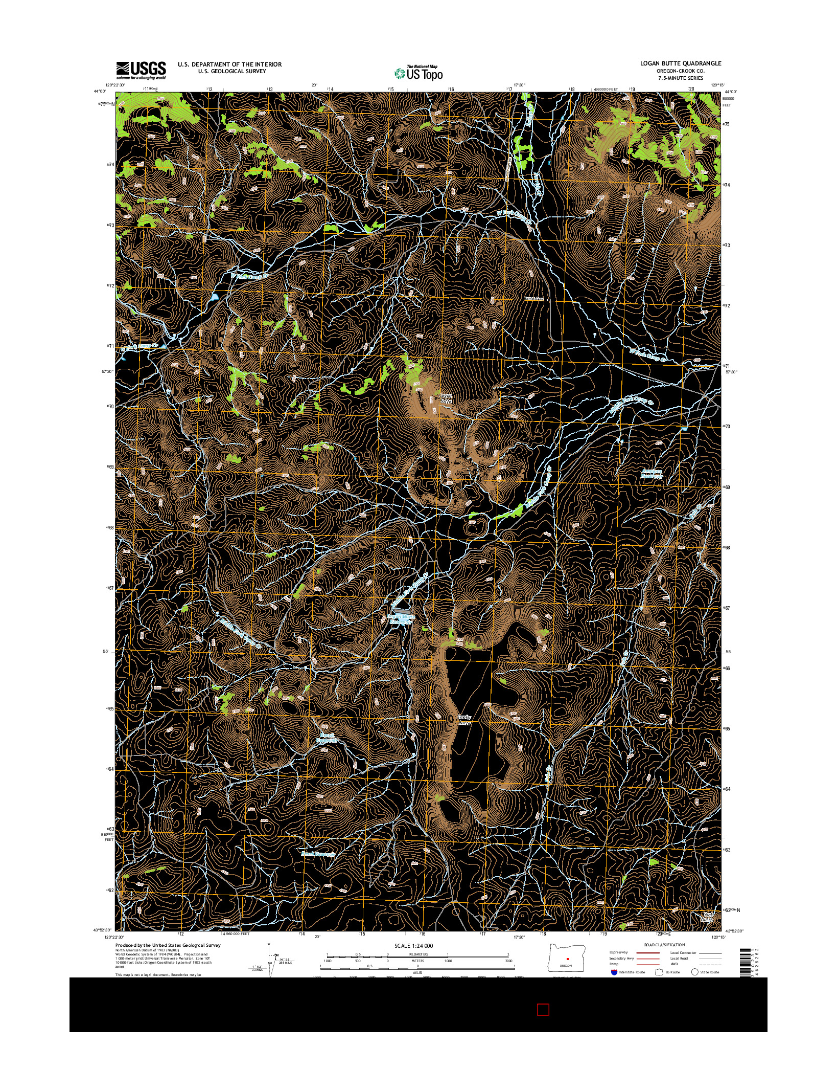 USGS US TOPO 7.5-MINUTE MAP FOR LOGAN BUTTE, OR 2014