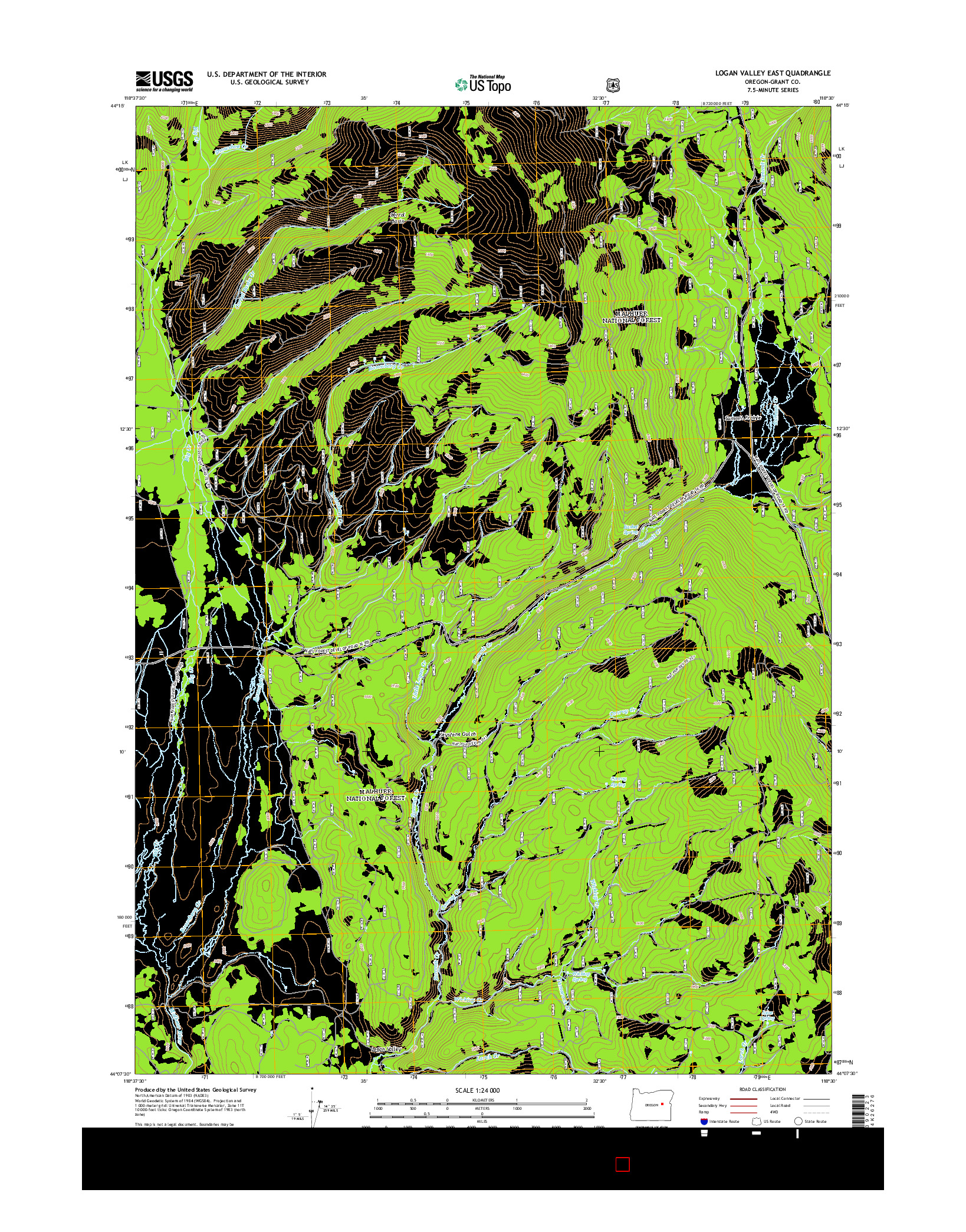 USGS US TOPO 7.5-MINUTE MAP FOR LOGAN VALLEY EAST, OR 2014