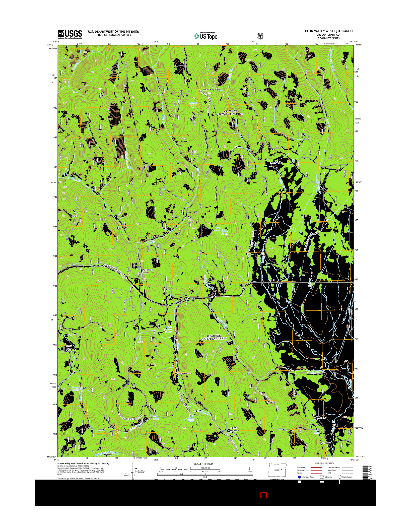 USGS US TOPO 7.5-MINUTE MAP FOR LOGAN VALLEY WEST, OR 2014
