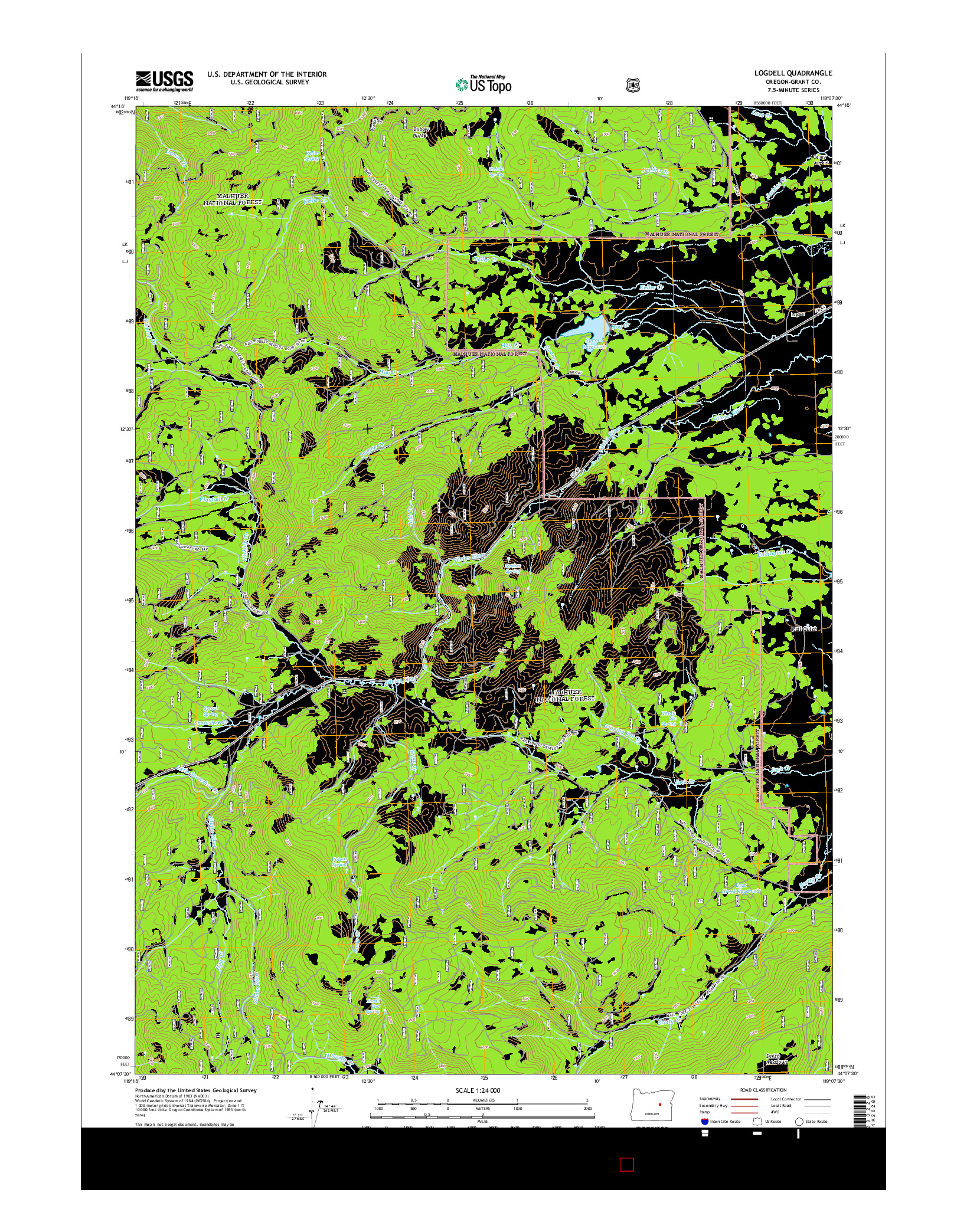 USGS US TOPO 7.5-MINUTE MAP FOR LOGDELL, OR 2014