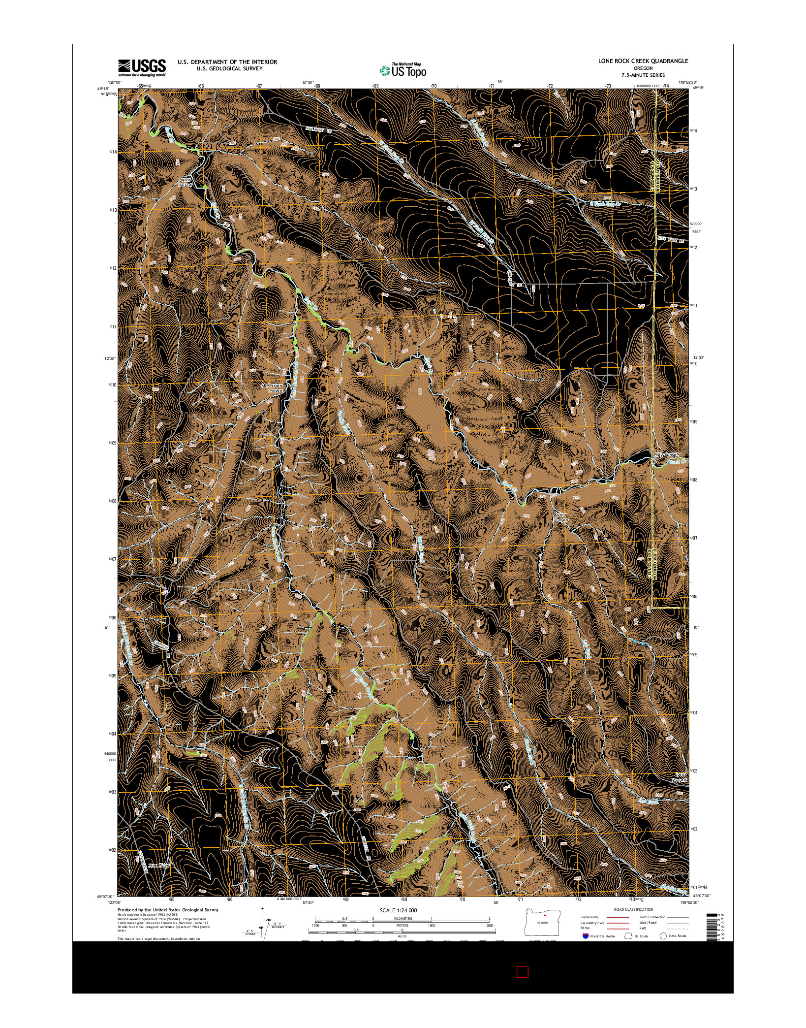 USGS US TOPO 7.5-MINUTE MAP FOR LONE ROCK CREEK, OR 2014