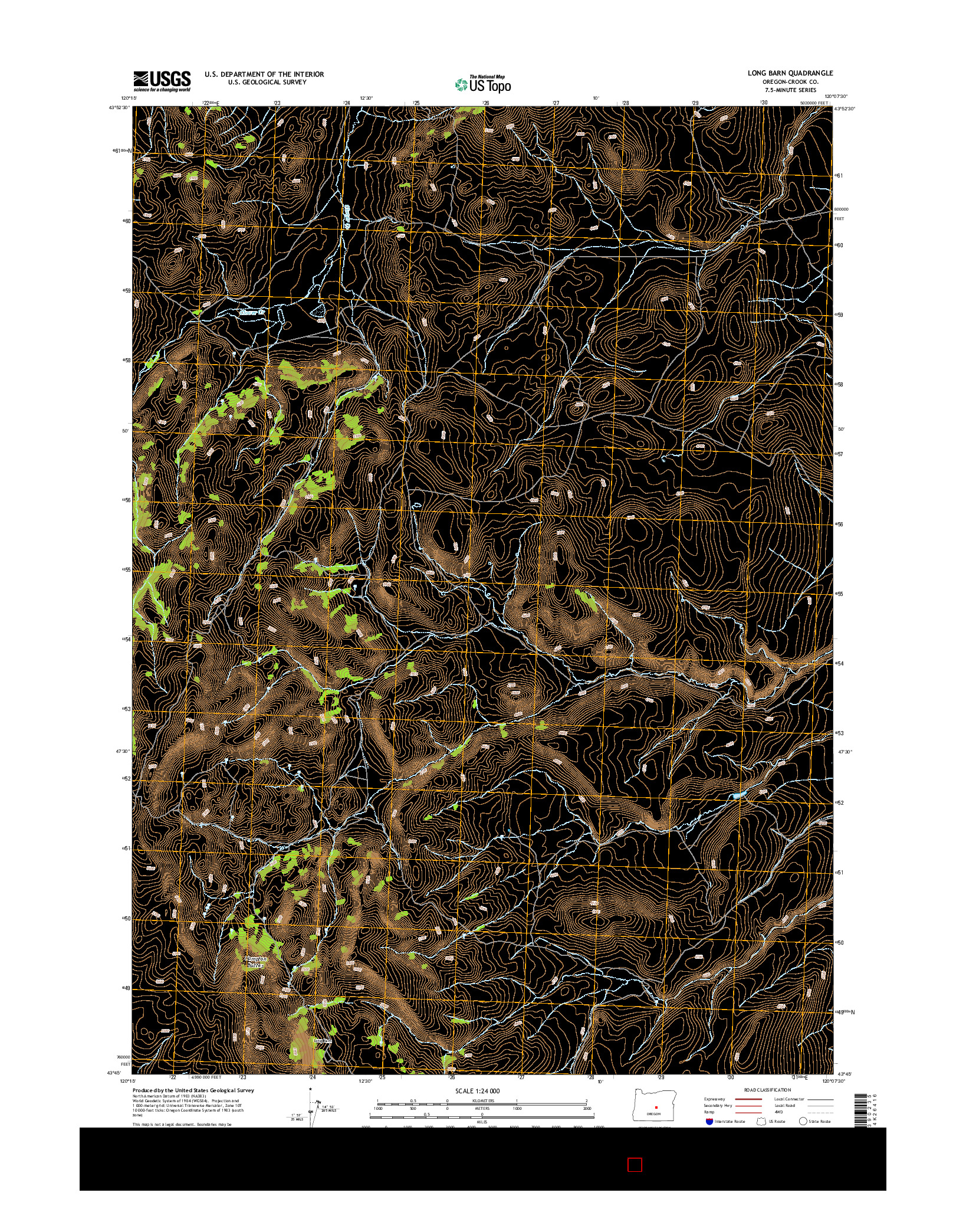 USGS US TOPO 7.5-MINUTE MAP FOR LONG BARN, OR 2014