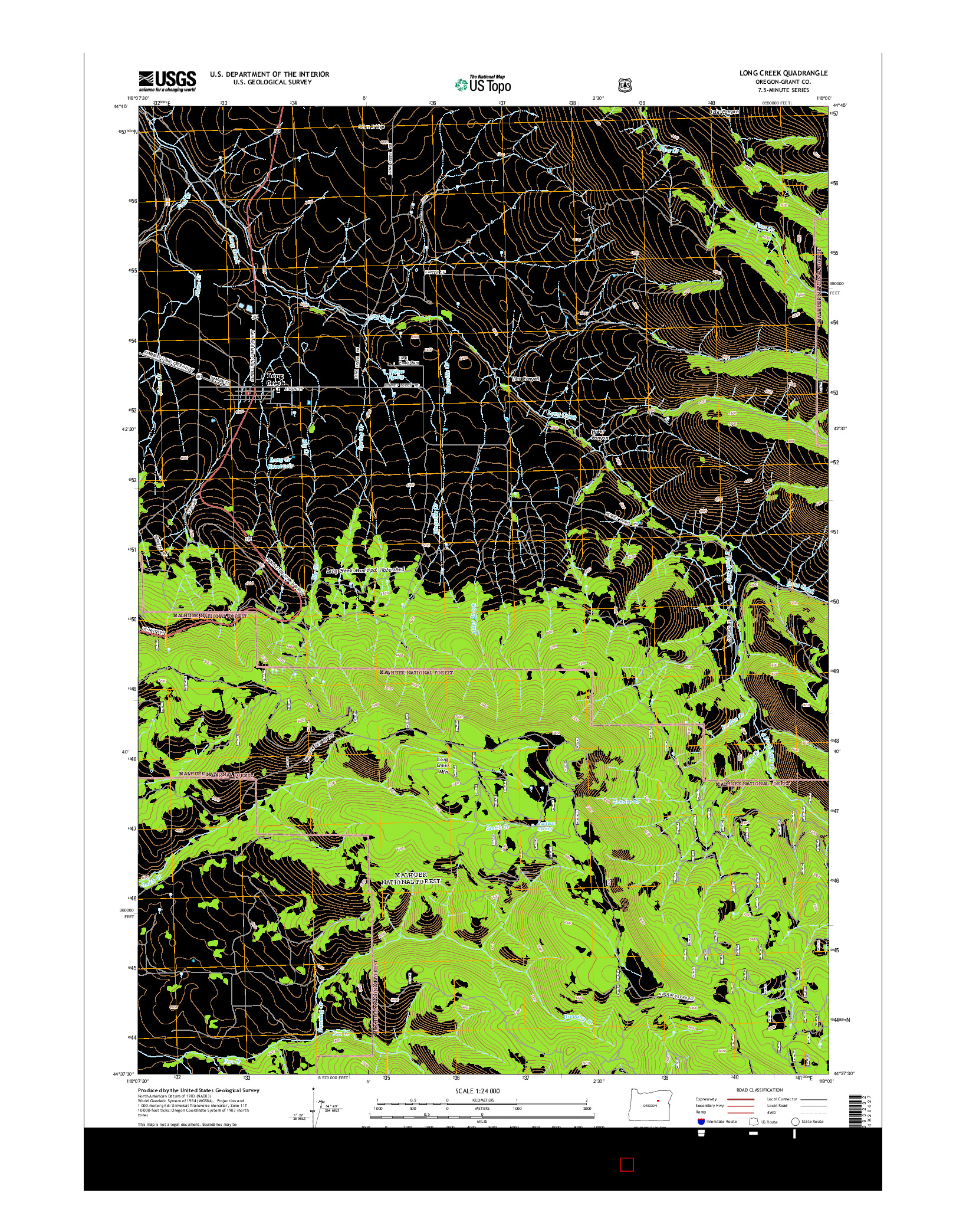 USGS US TOPO 7.5-MINUTE MAP FOR LONG CREEK, OR 2014