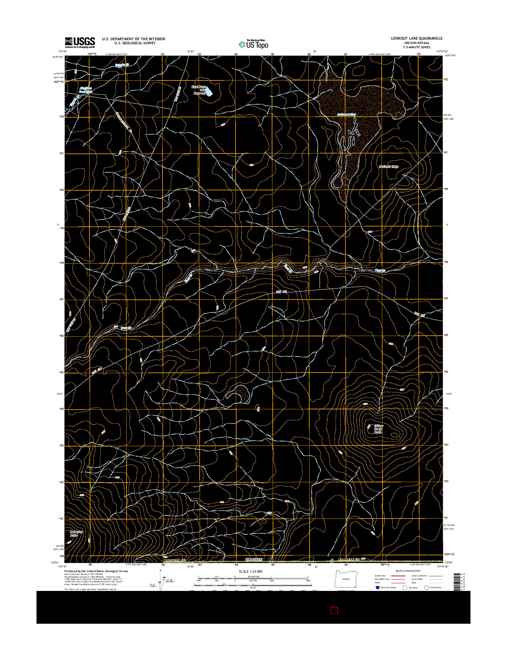 USGS US TOPO 7.5-MINUTE MAP FOR LOOKOUT LAKE, OR-NV 2014