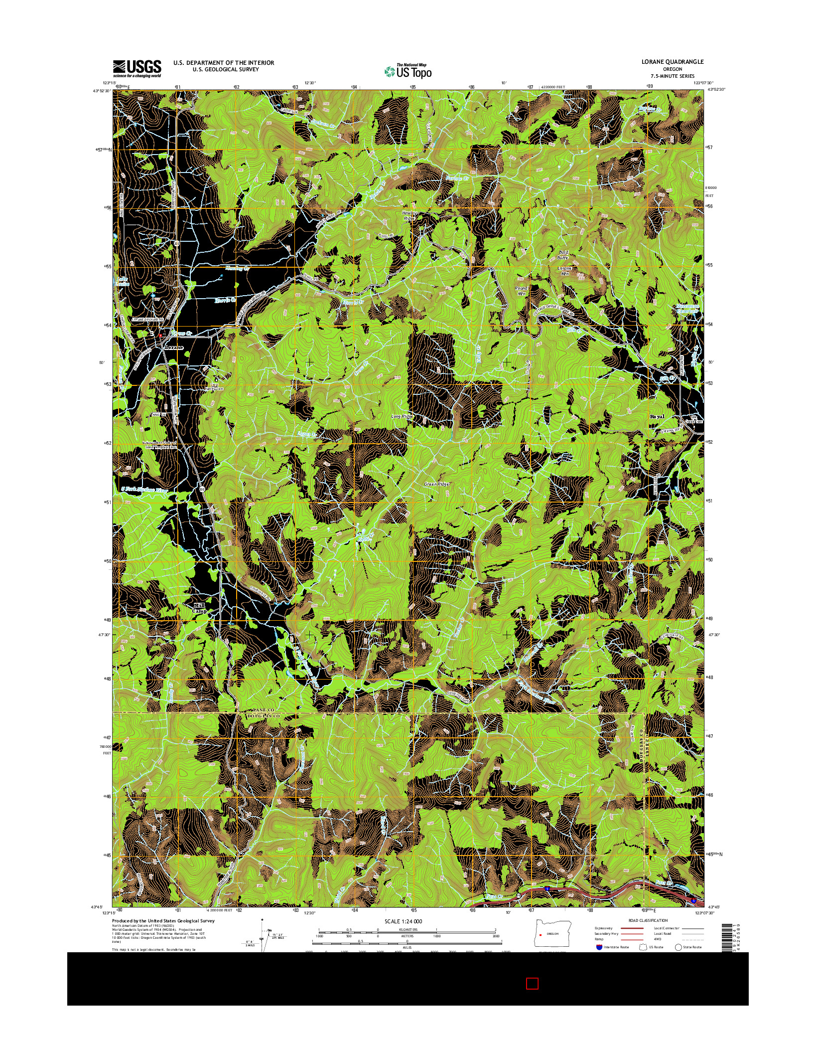 USGS US TOPO 7.5-MINUTE MAP FOR LORANE, OR 2014