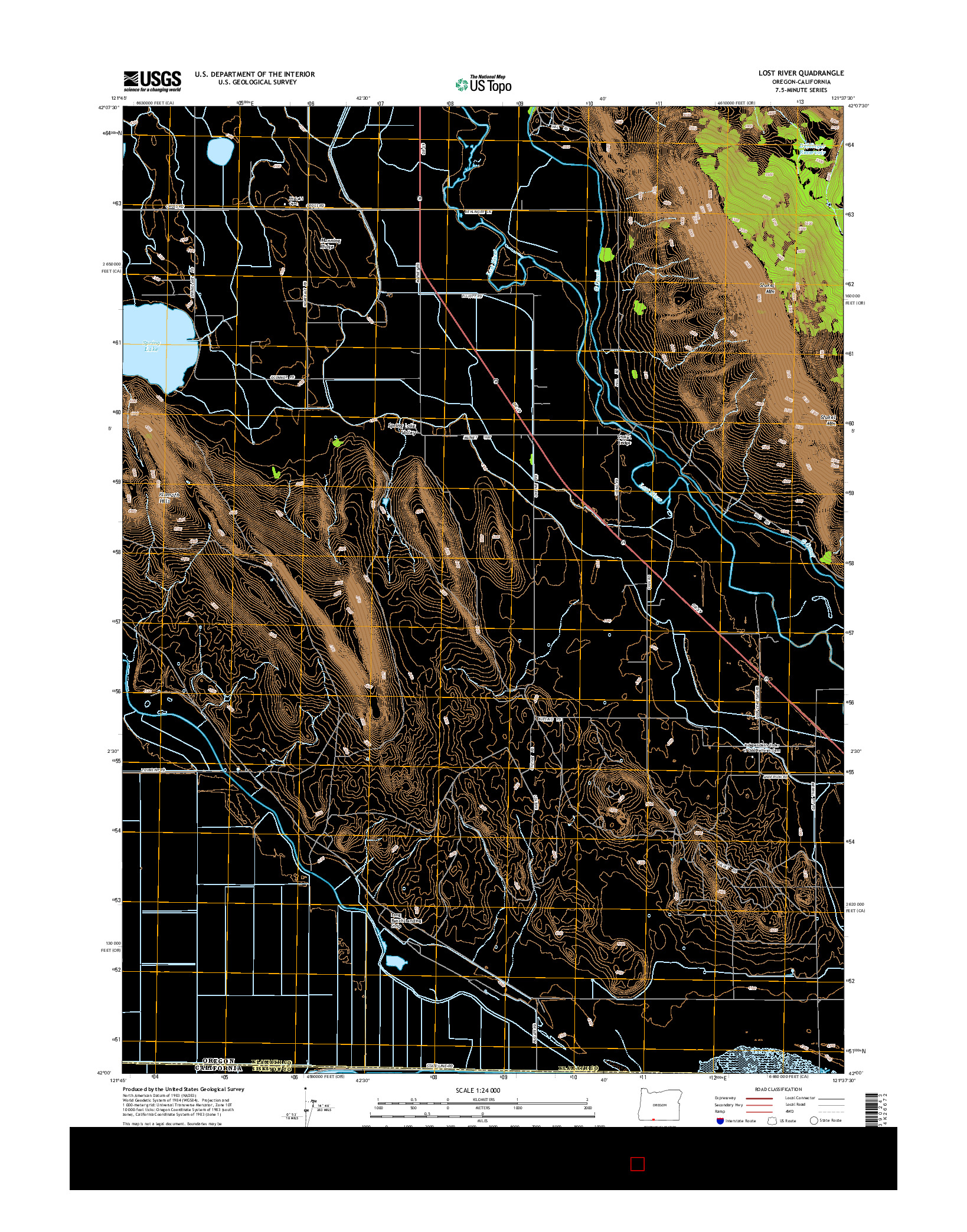 USGS US TOPO 7.5-MINUTE MAP FOR LOST RIVER, OR-CA 2014