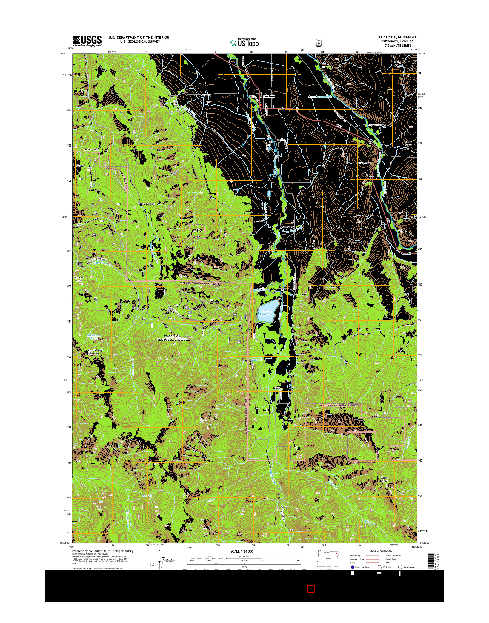 USGS US TOPO 7.5-MINUTE MAP FOR LOSTINE, OR 2014