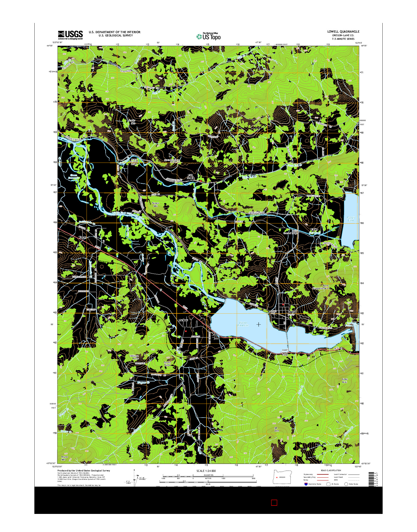 USGS US TOPO 7.5-MINUTE MAP FOR LOWELL, OR 2014