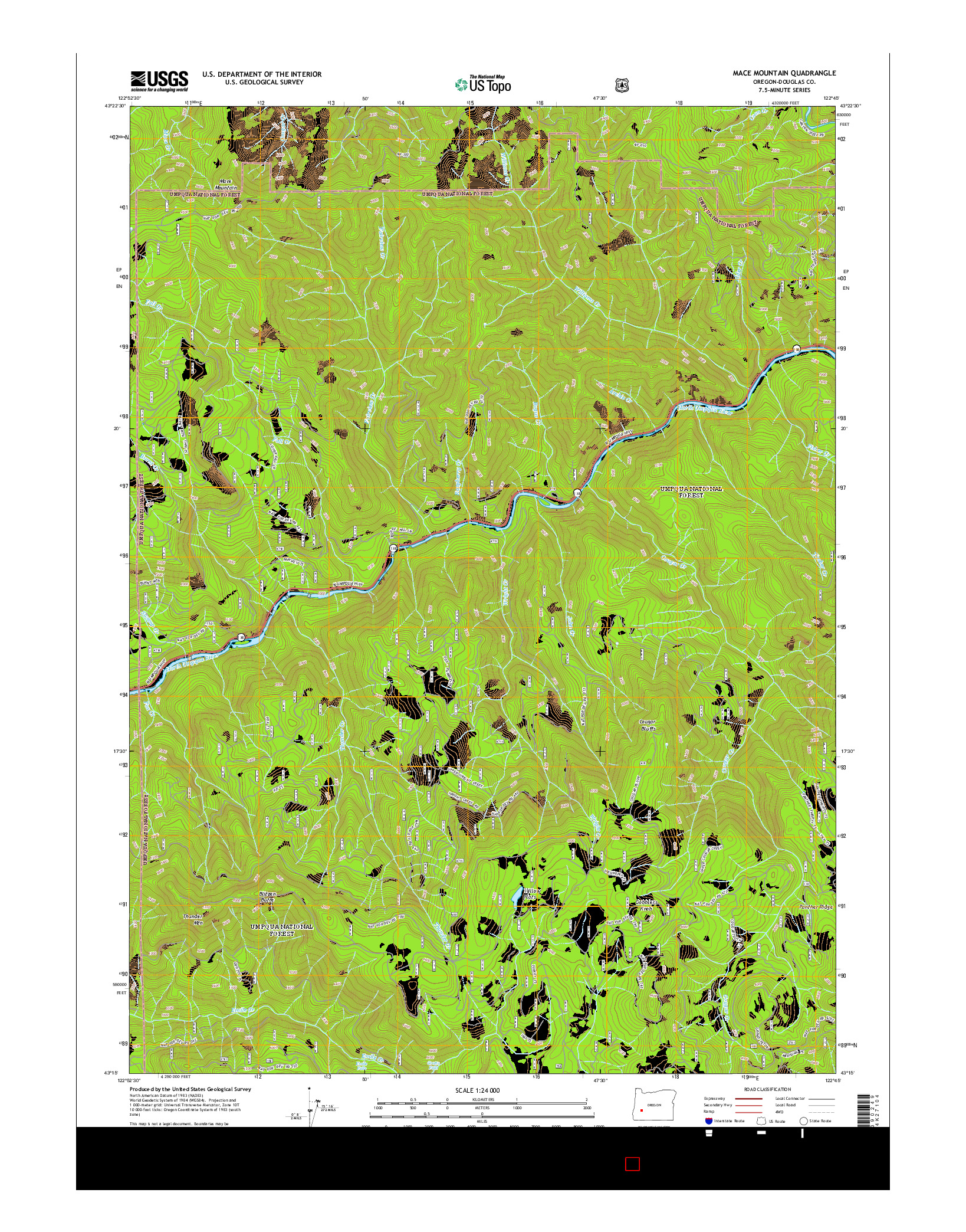 USGS US TOPO 7.5-MINUTE MAP FOR MACE MOUNTAIN, OR 2014