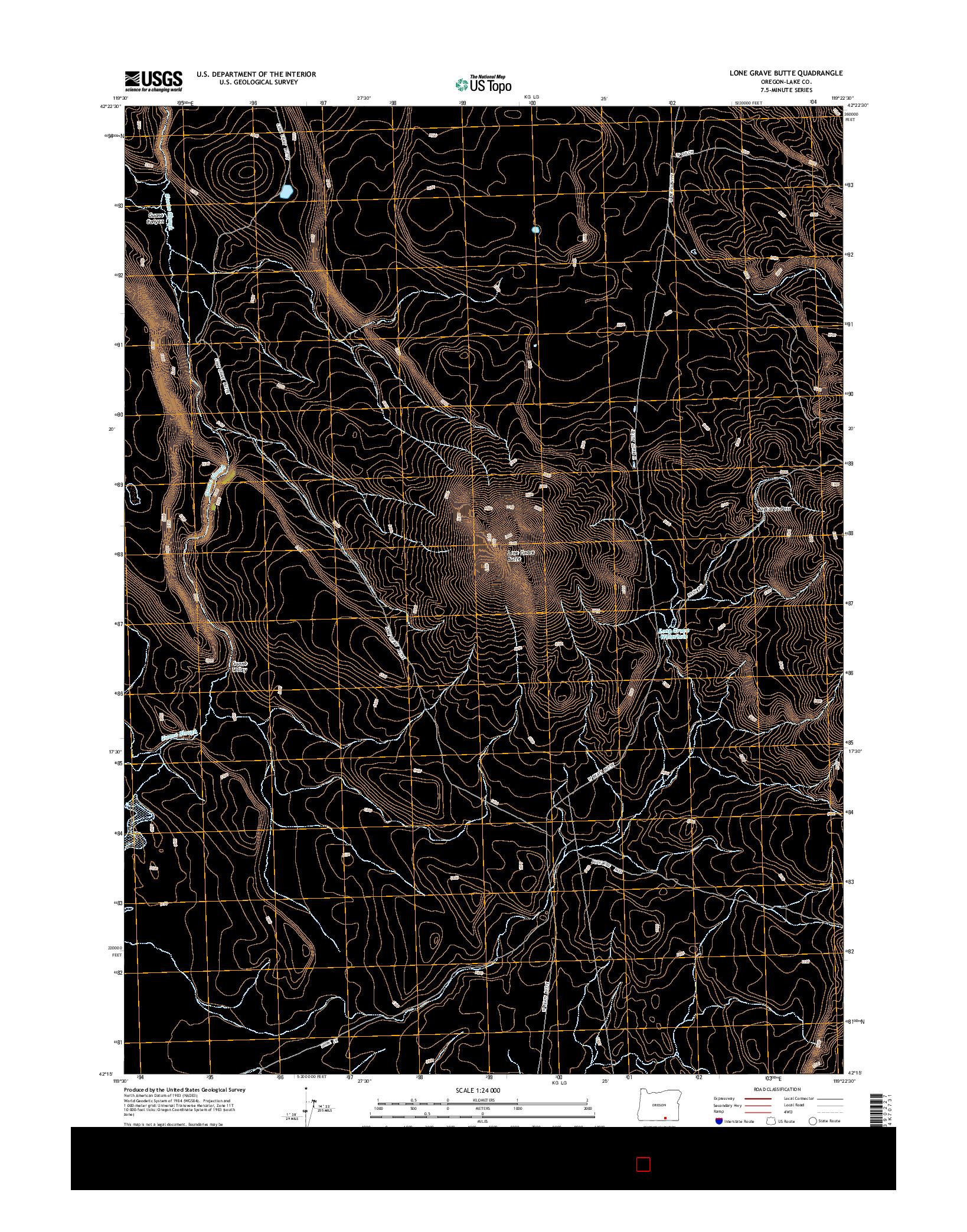 USGS US TOPO 7.5-MINUTE MAP FOR LONE GRAVE BUTTE, OR 2014