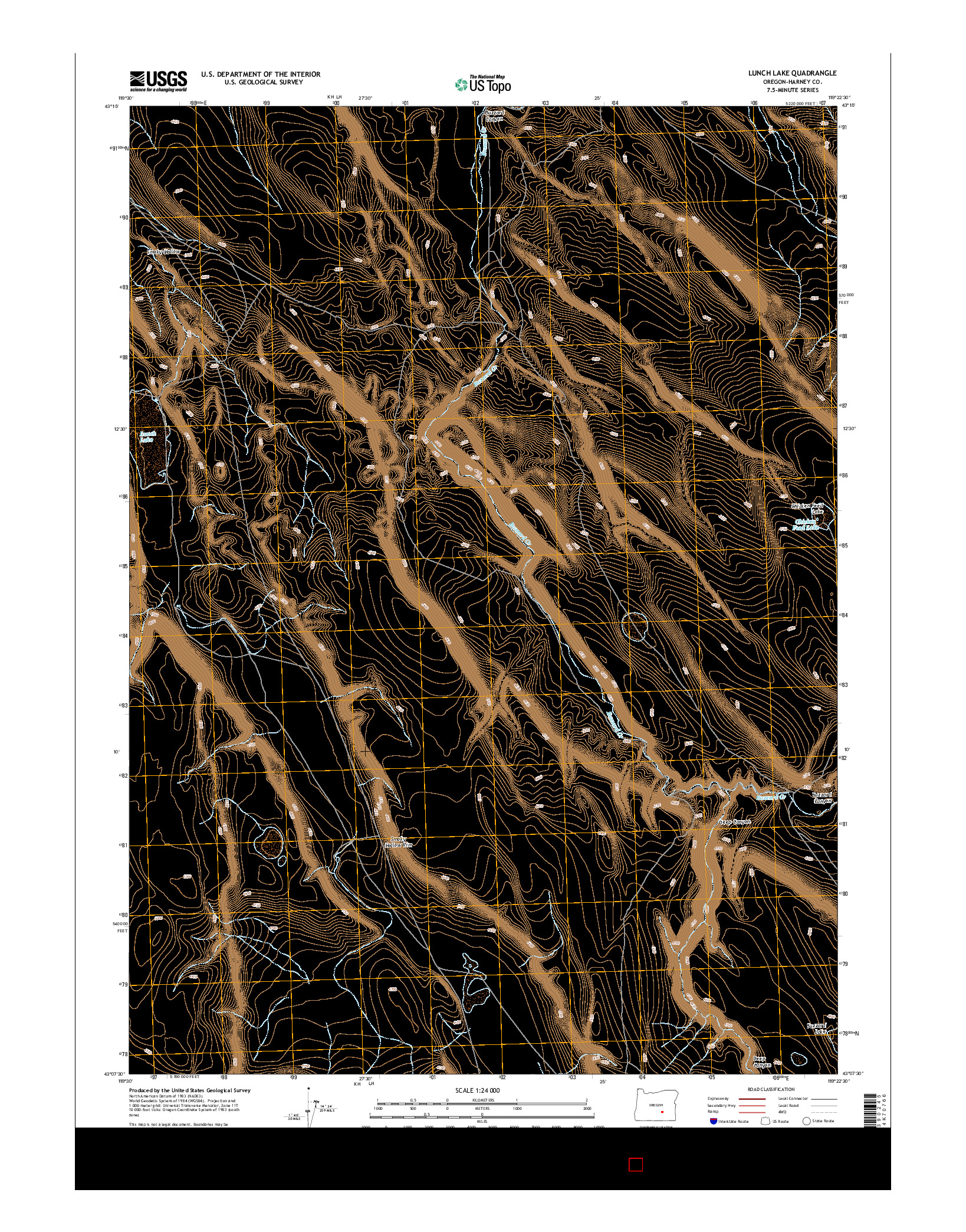 USGS US TOPO 7.5-MINUTE MAP FOR LUNCH LAKE, OR 2014