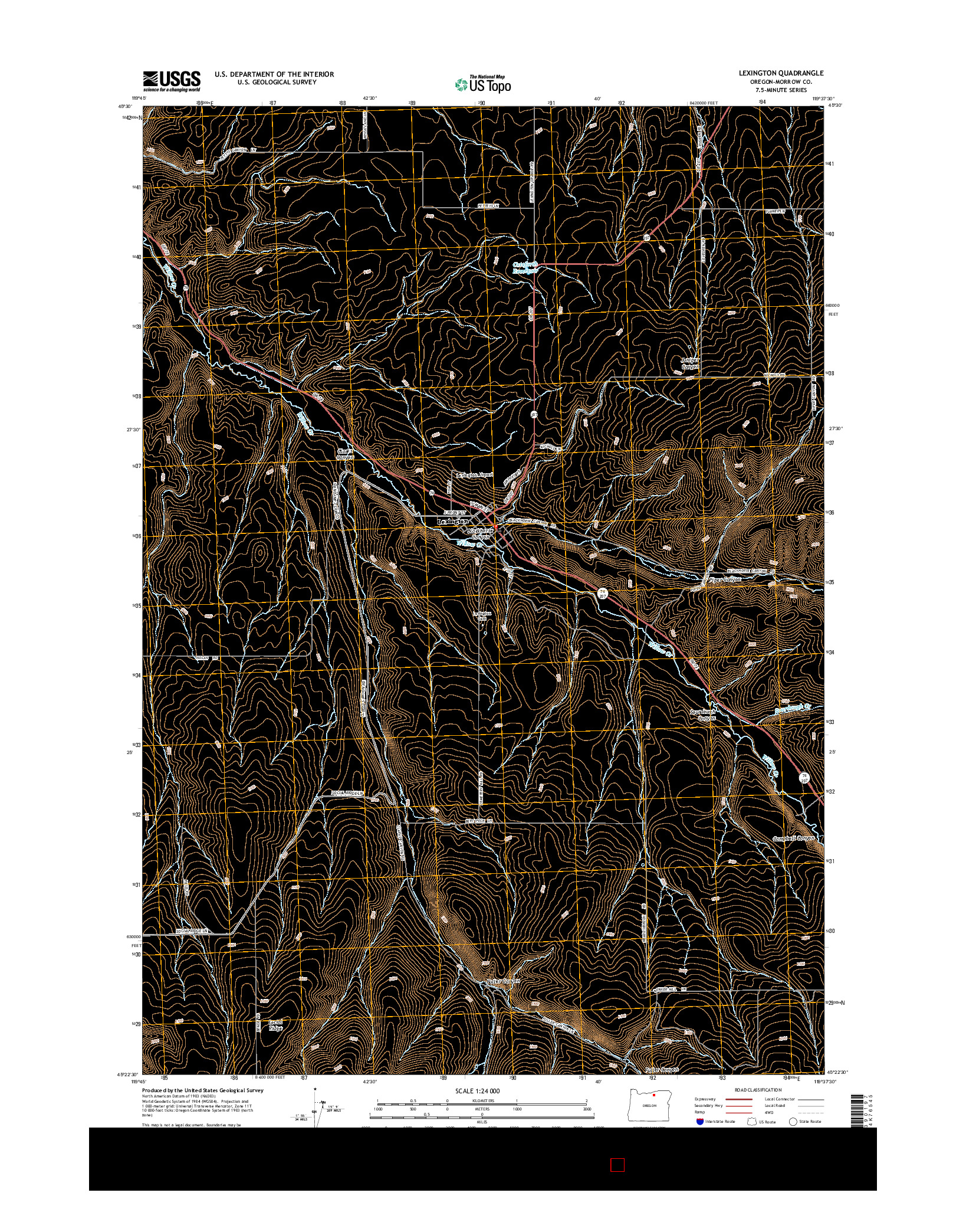 USGS US TOPO 7.5-MINUTE MAP FOR LEXINGTON, OR 2014