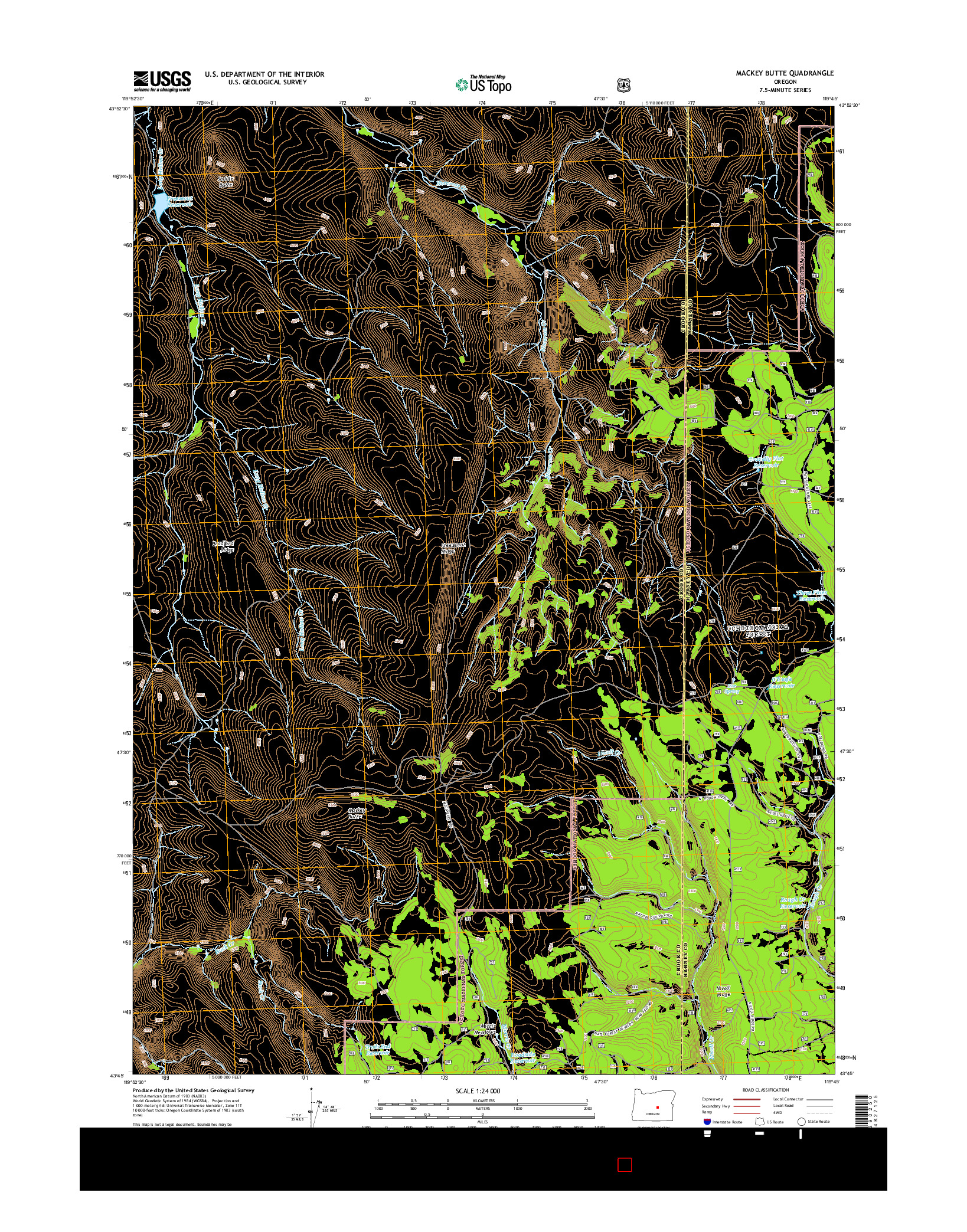 USGS US TOPO 7.5-MINUTE MAP FOR MACKEY BUTTE, OR 2014