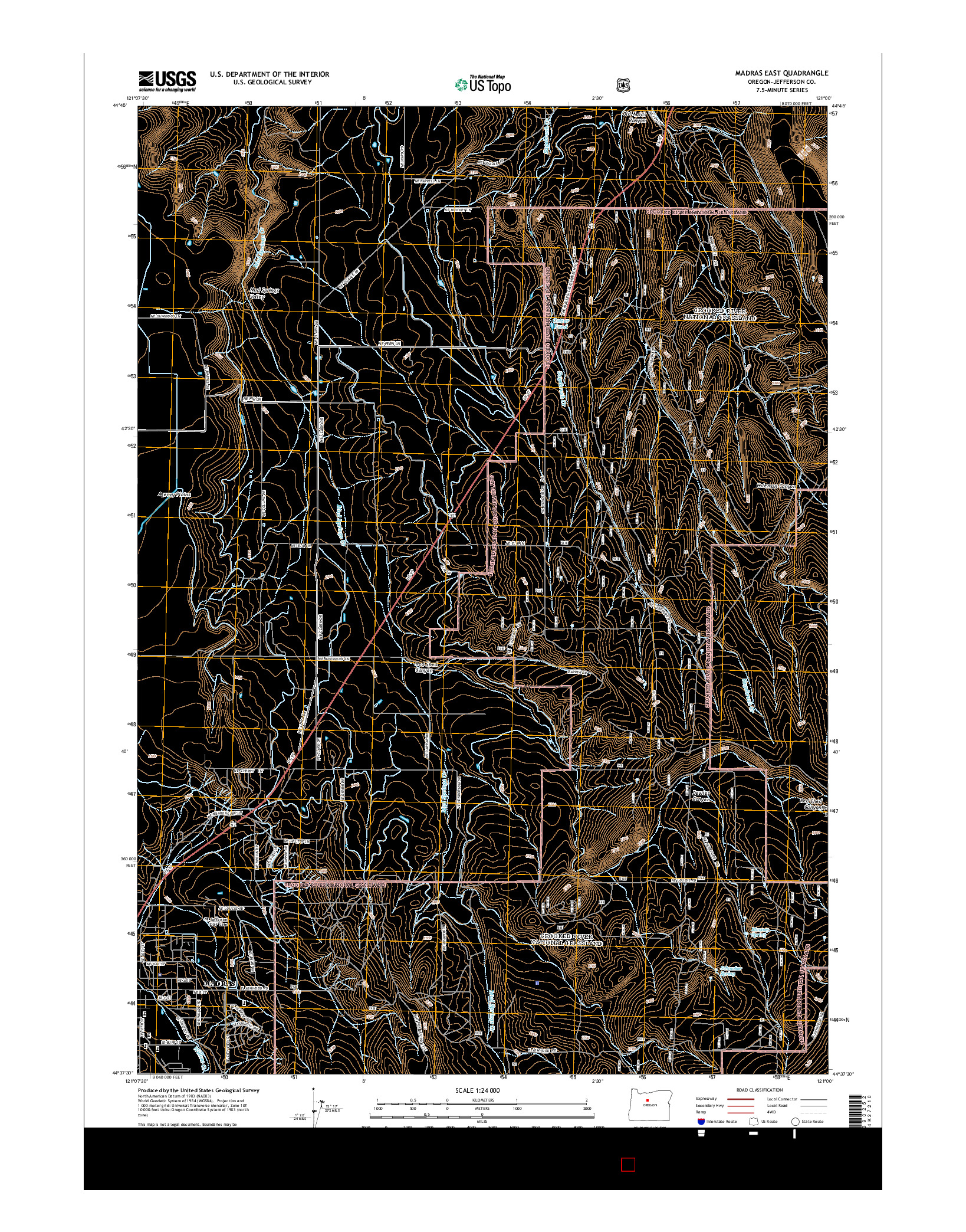 USGS US TOPO 7.5-MINUTE MAP FOR MADRAS EAST, OR 2014