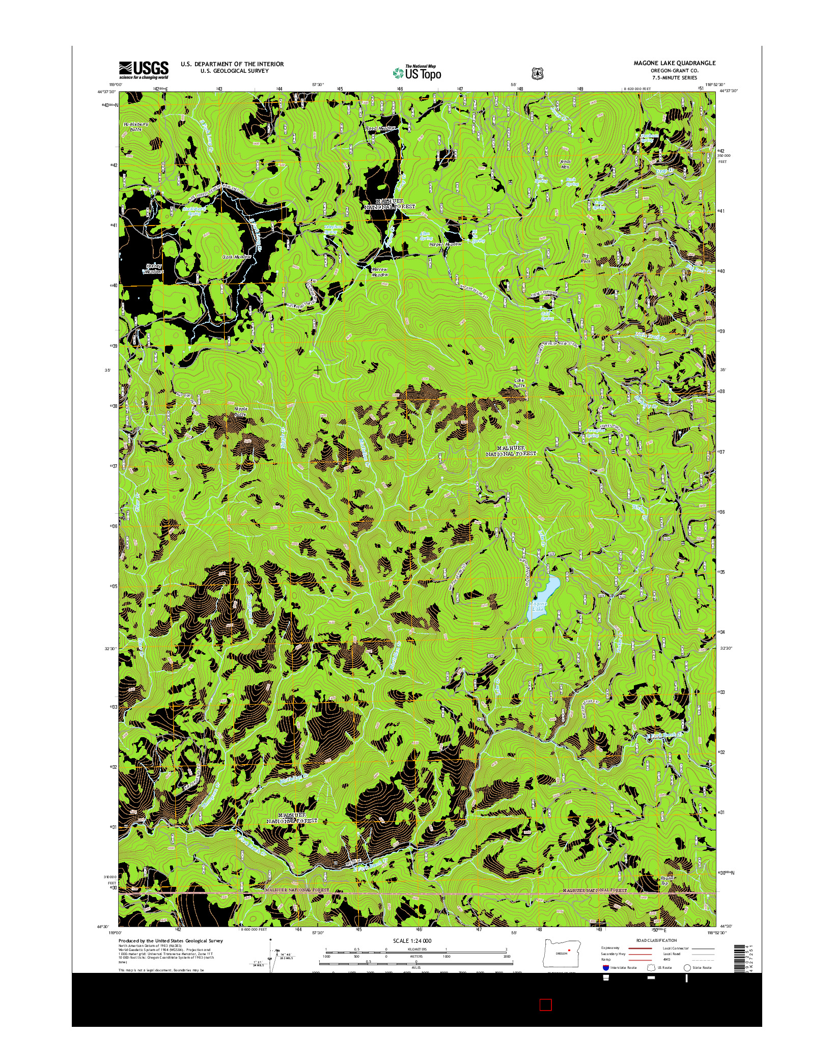 USGS US TOPO 7.5-MINUTE MAP FOR MAGONE LAKE, OR 2014