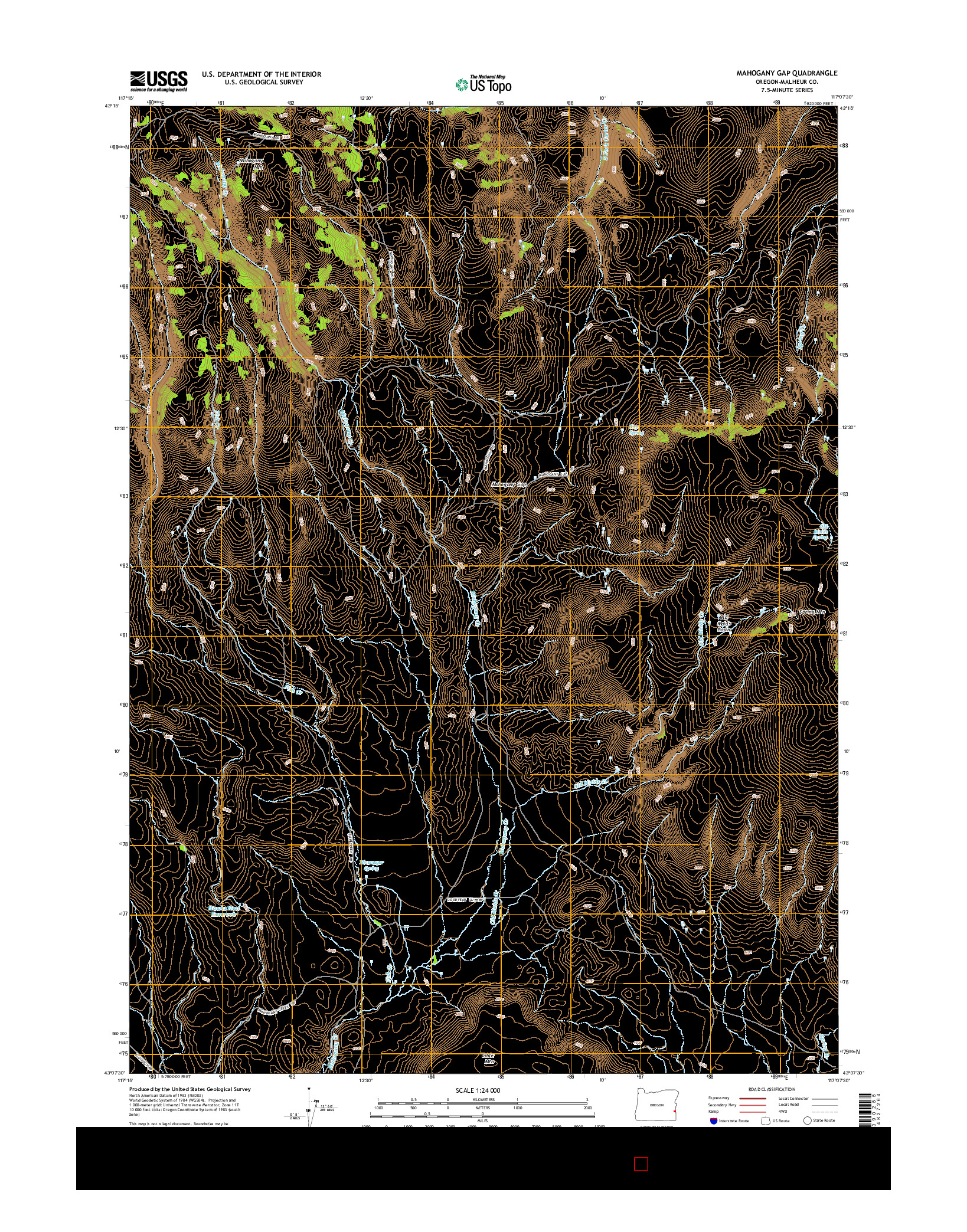 USGS US TOPO 7.5-MINUTE MAP FOR MAHOGANY GAP, OR 2014