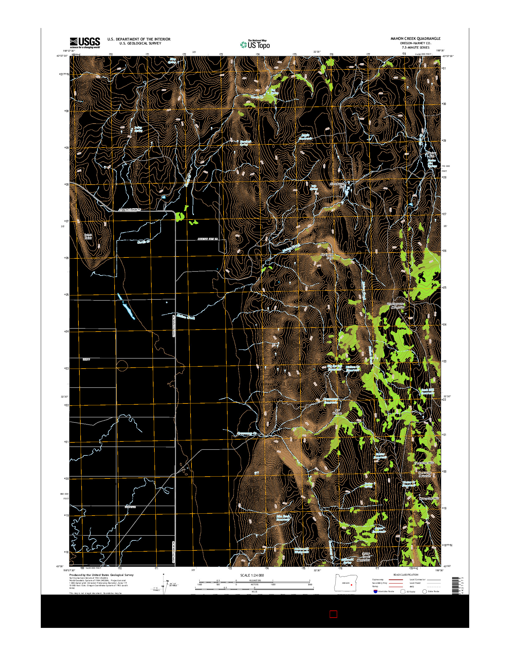 USGS US TOPO 7.5-MINUTE MAP FOR MAHON CREEK, OR 2014