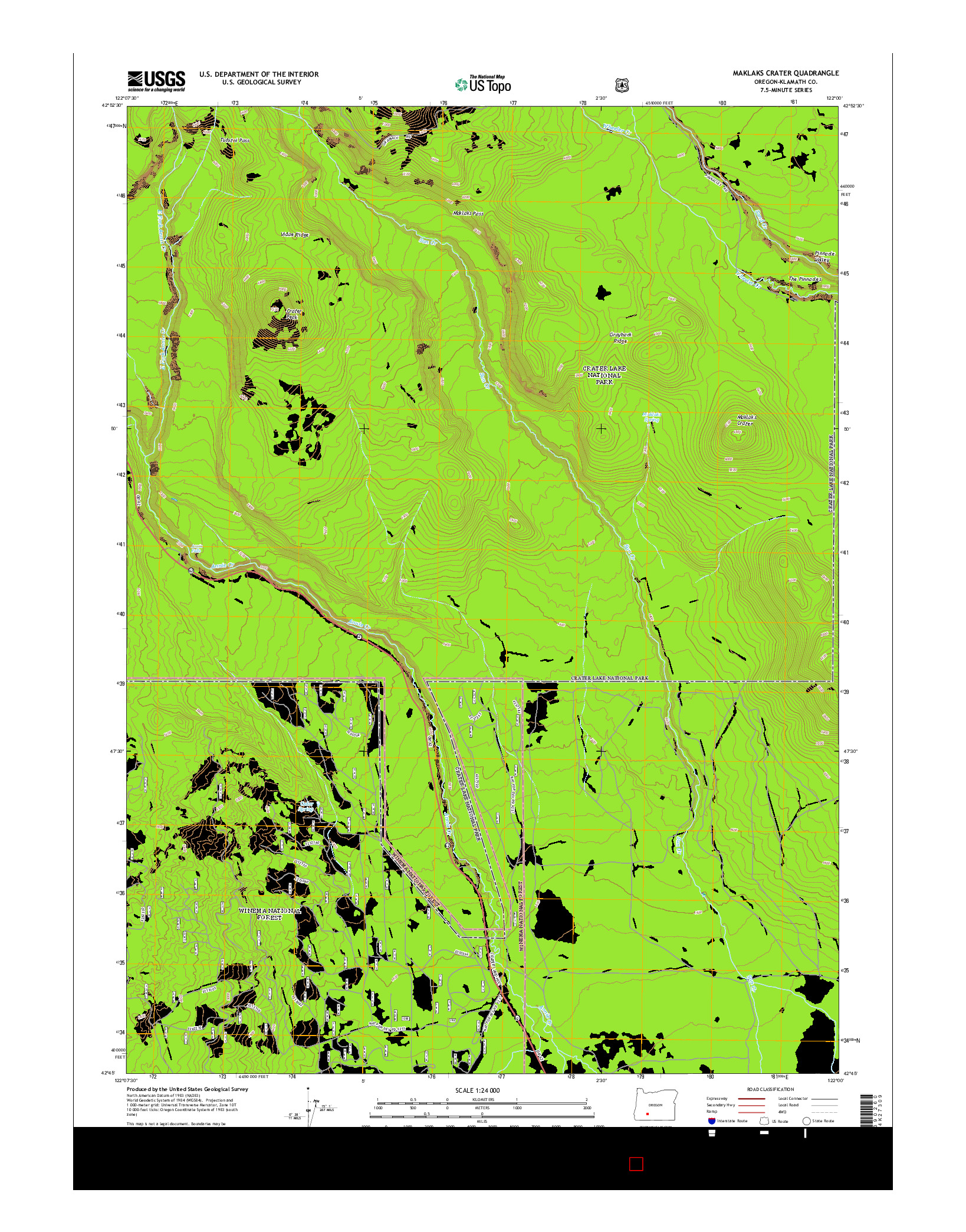 USGS US TOPO 7.5-MINUTE MAP FOR MAKLAKS CRATER, OR 2014