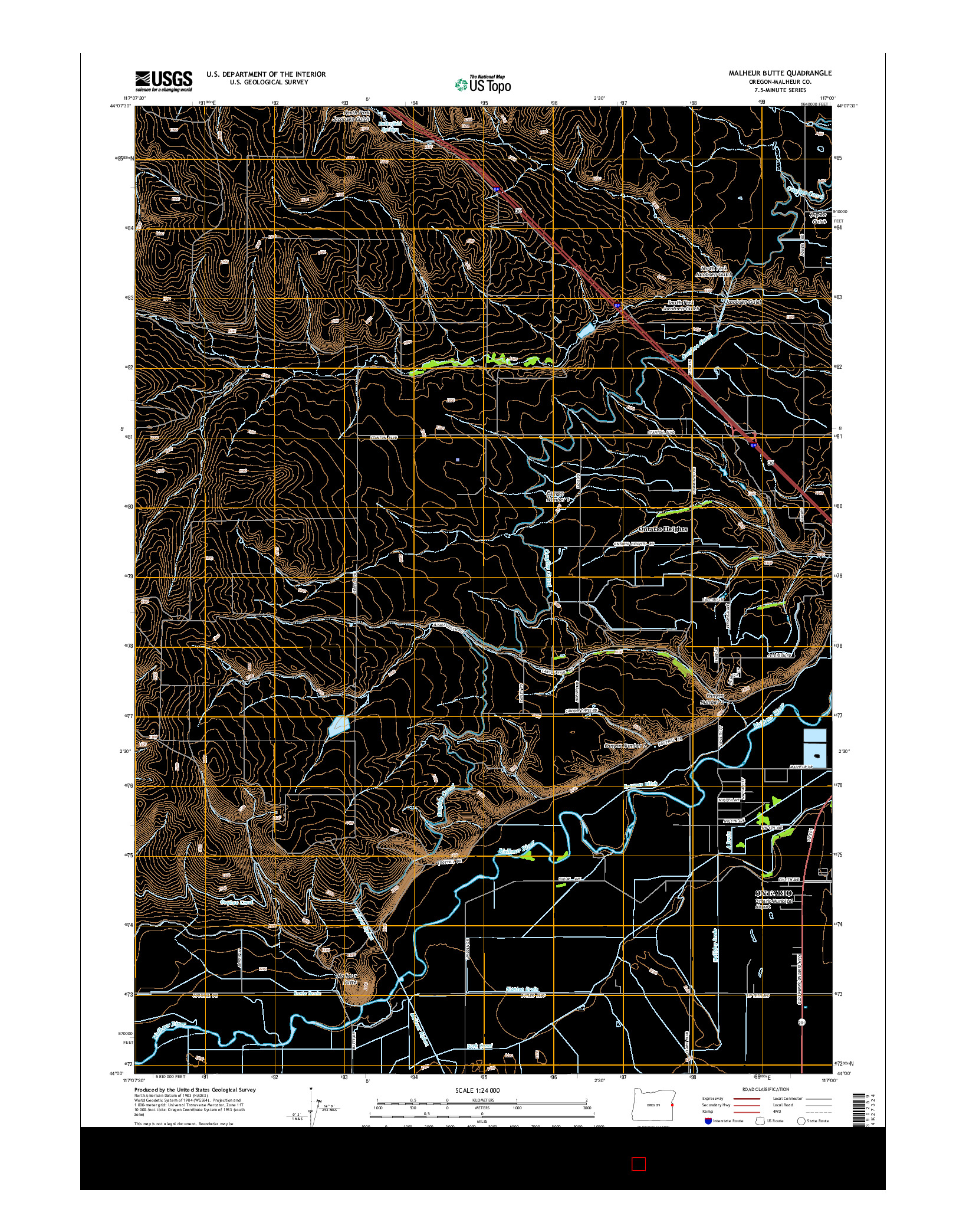 USGS US TOPO 7.5-MINUTE MAP FOR MALHEUR BUTTE, OR 2014