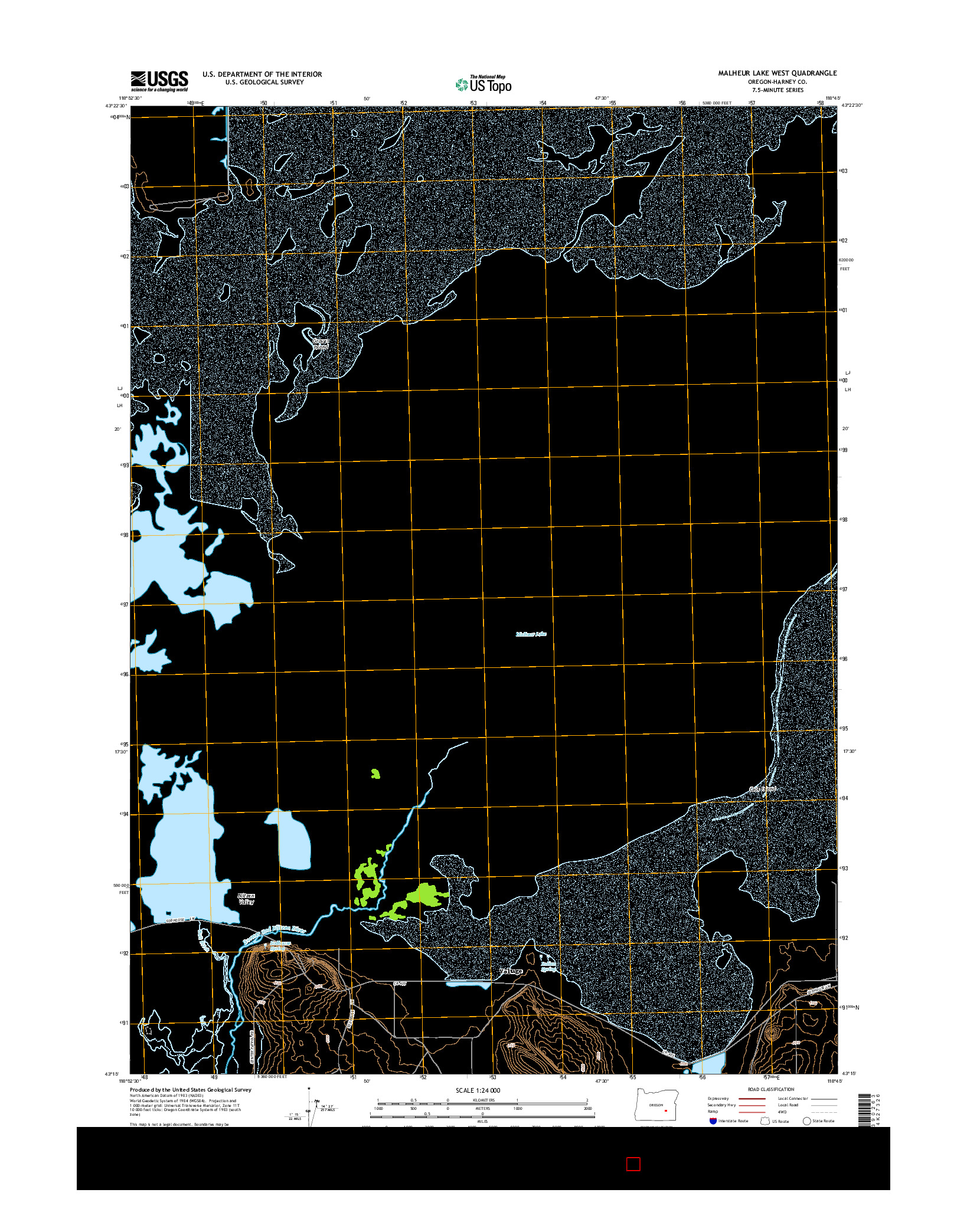 USGS US TOPO 7.5-MINUTE MAP FOR MALHEUR LAKE WEST, OR 2014