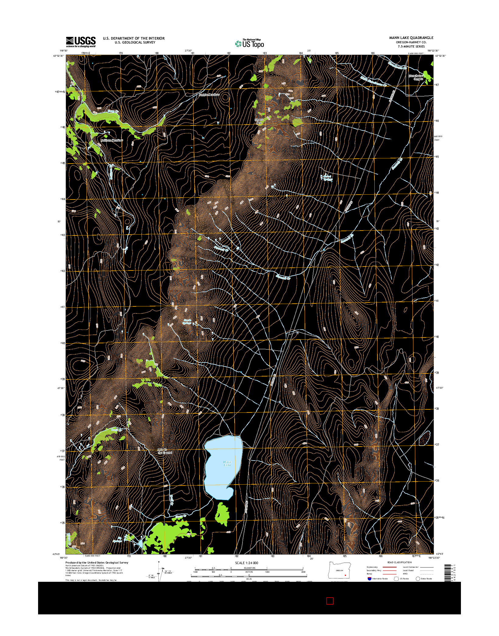 USGS US TOPO 7.5-MINUTE MAP FOR MANN LAKE, OR 2014