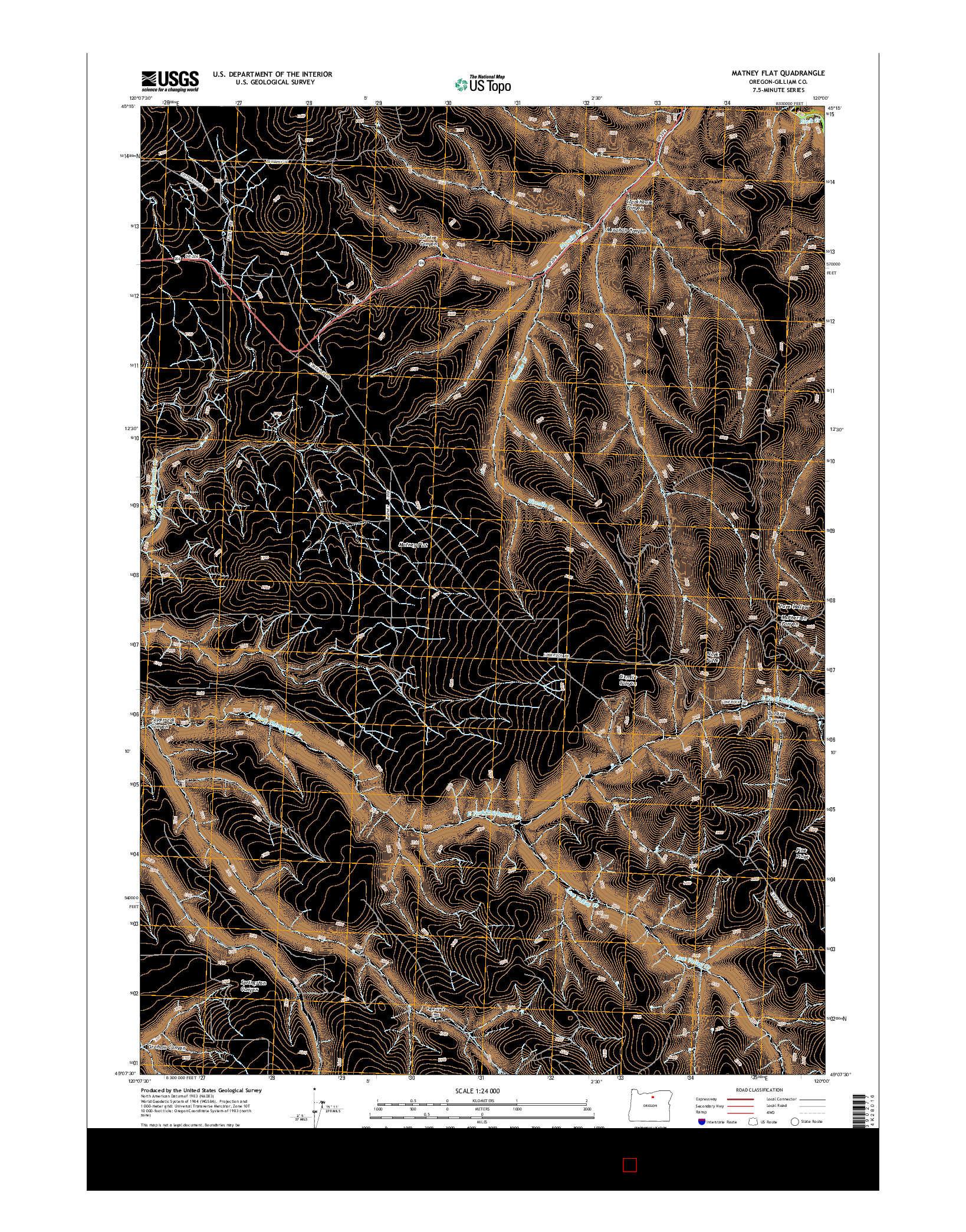 USGS US TOPO 7.5-MINUTE MAP FOR MATNEY FLAT, OR 2014