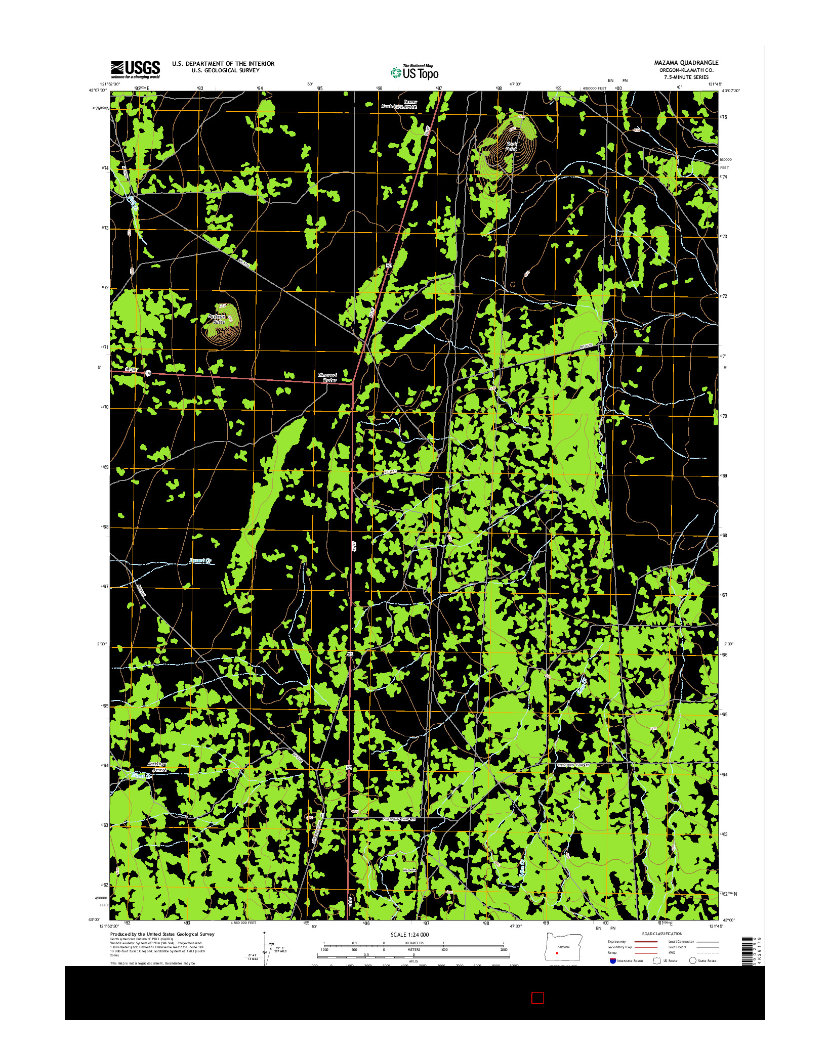 USGS US TOPO 7.5-MINUTE MAP FOR MAZAMA, OR 2014