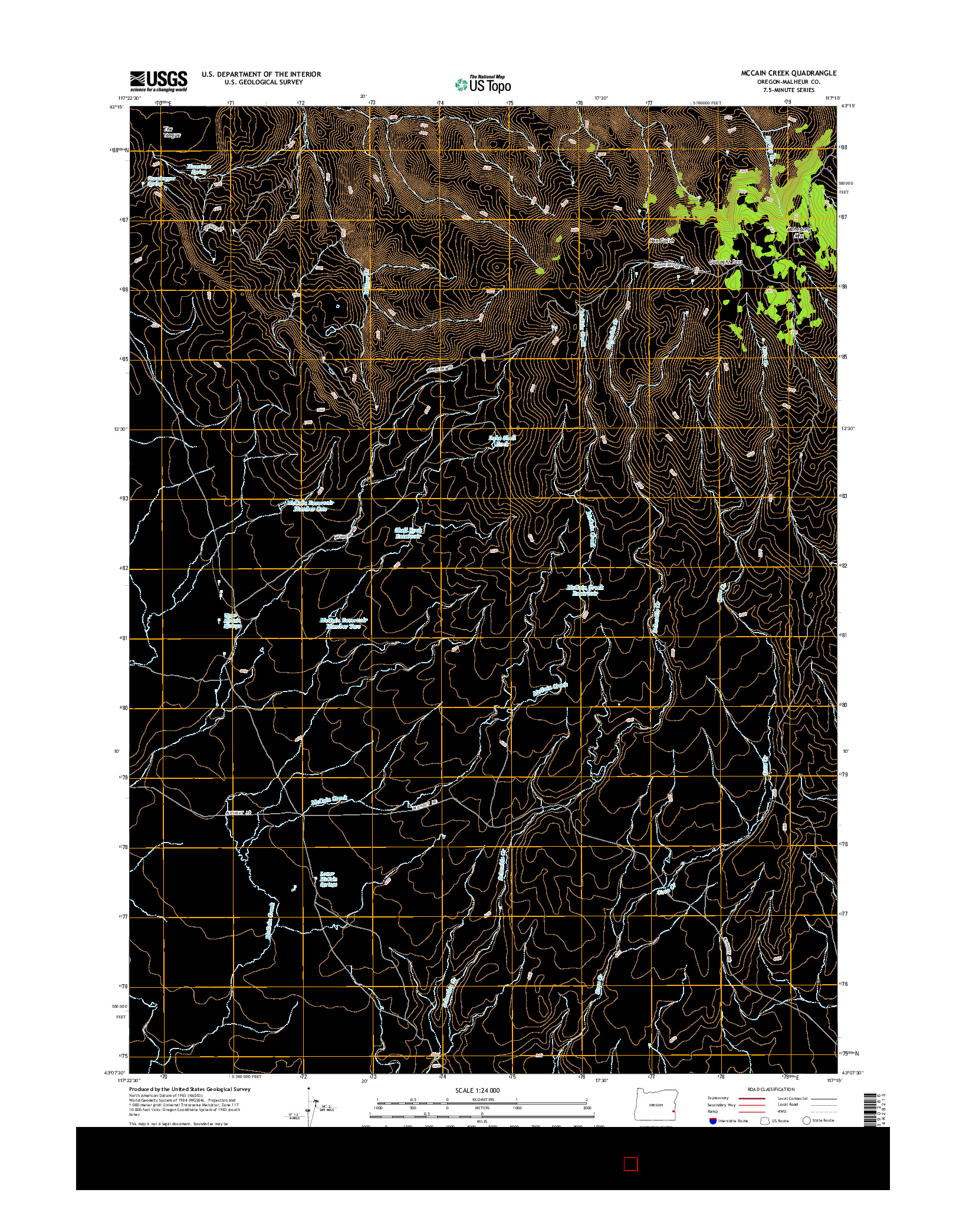 USGS US TOPO 7.5-MINUTE MAP FOR MCCAIN CREEK, OR 2014