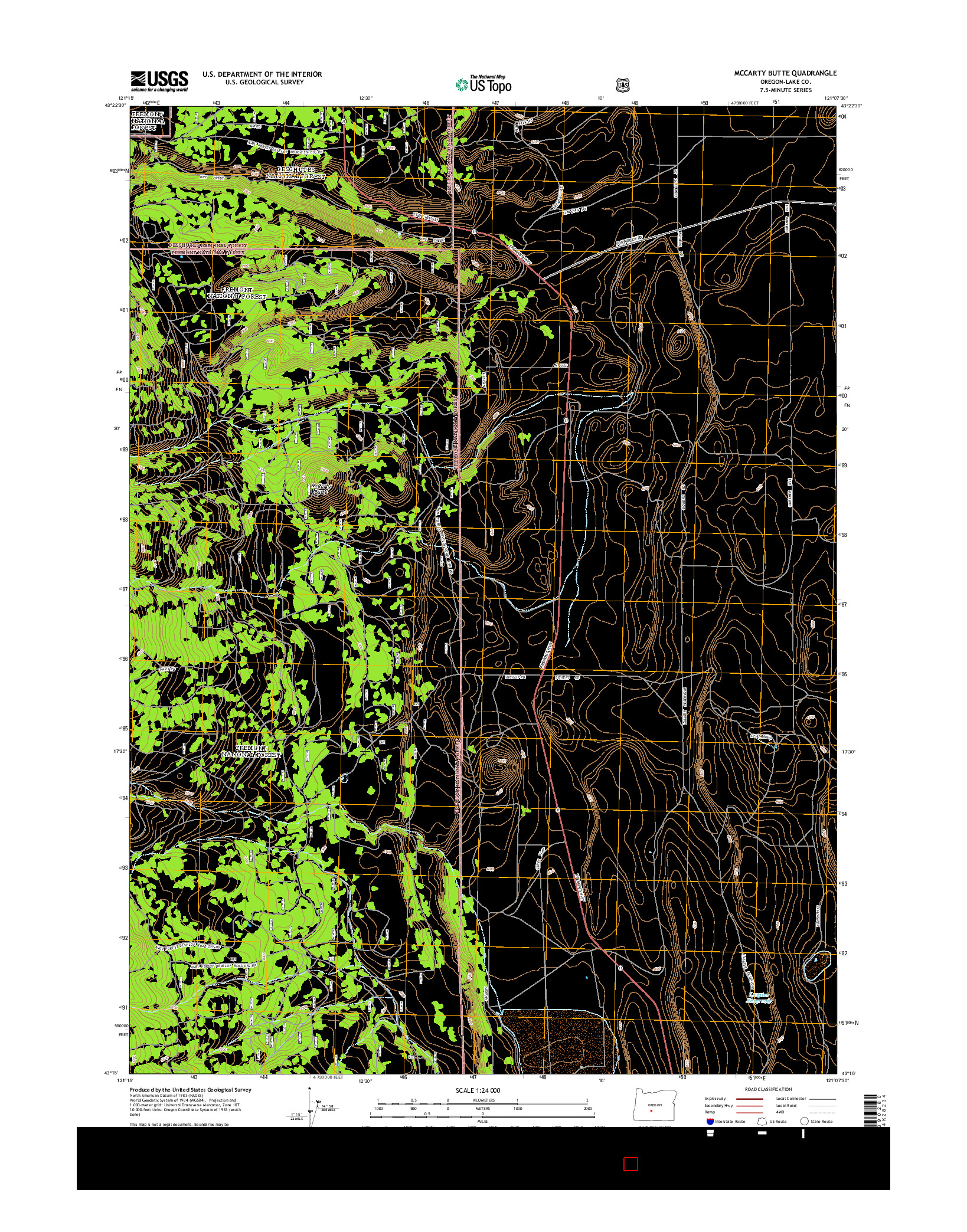 USGS US TOPO 7.5-MINUTE MAP FOR MCCARTY BUTTE, OR 2014