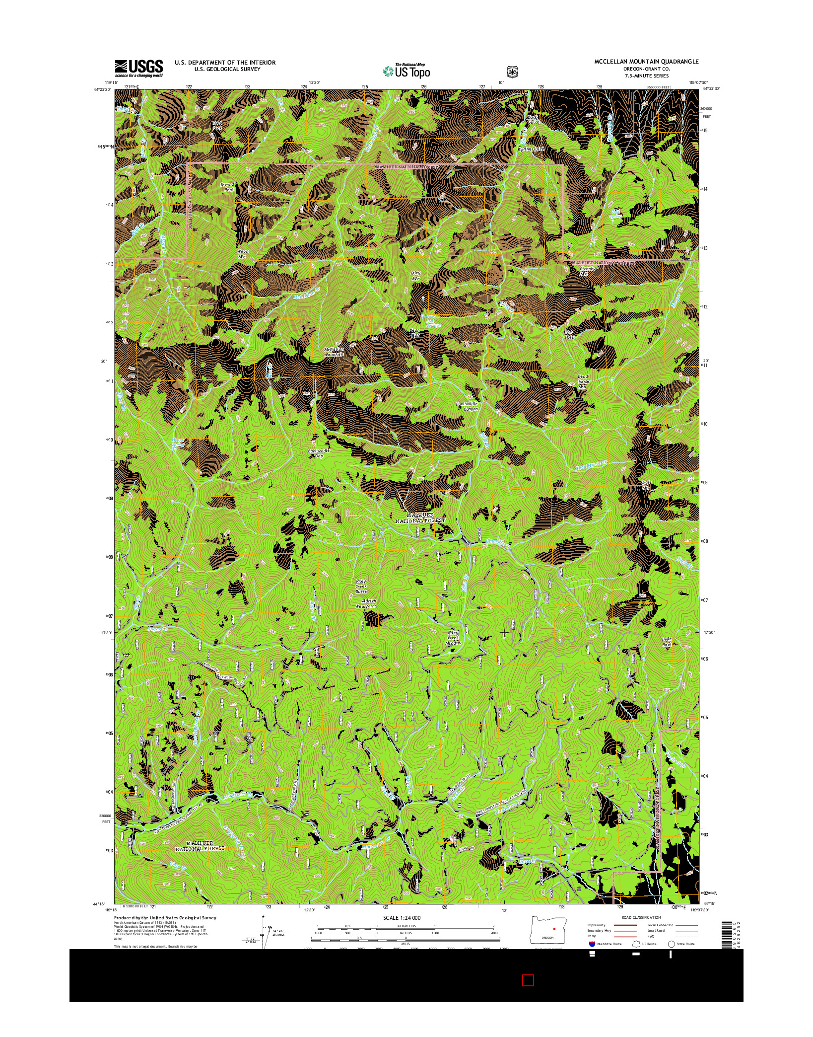 USGS US TOPO 7.5-MINUTE MAP FOR MCCLELLAN MOUNTAIN, OR 2014