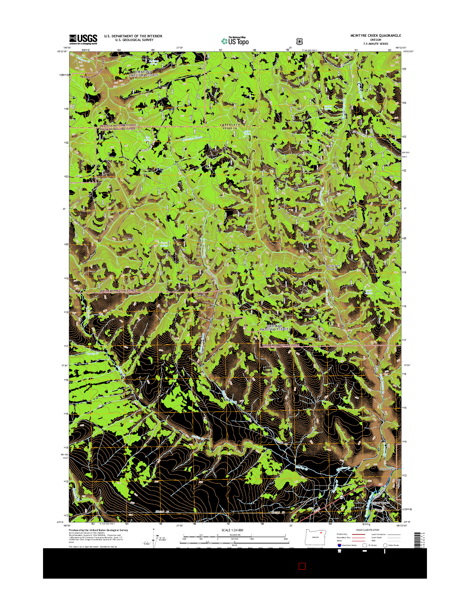 USGS US TOPO 7.5-MINUTE MAP FOR MCINTYRE CREEK, OR 2014