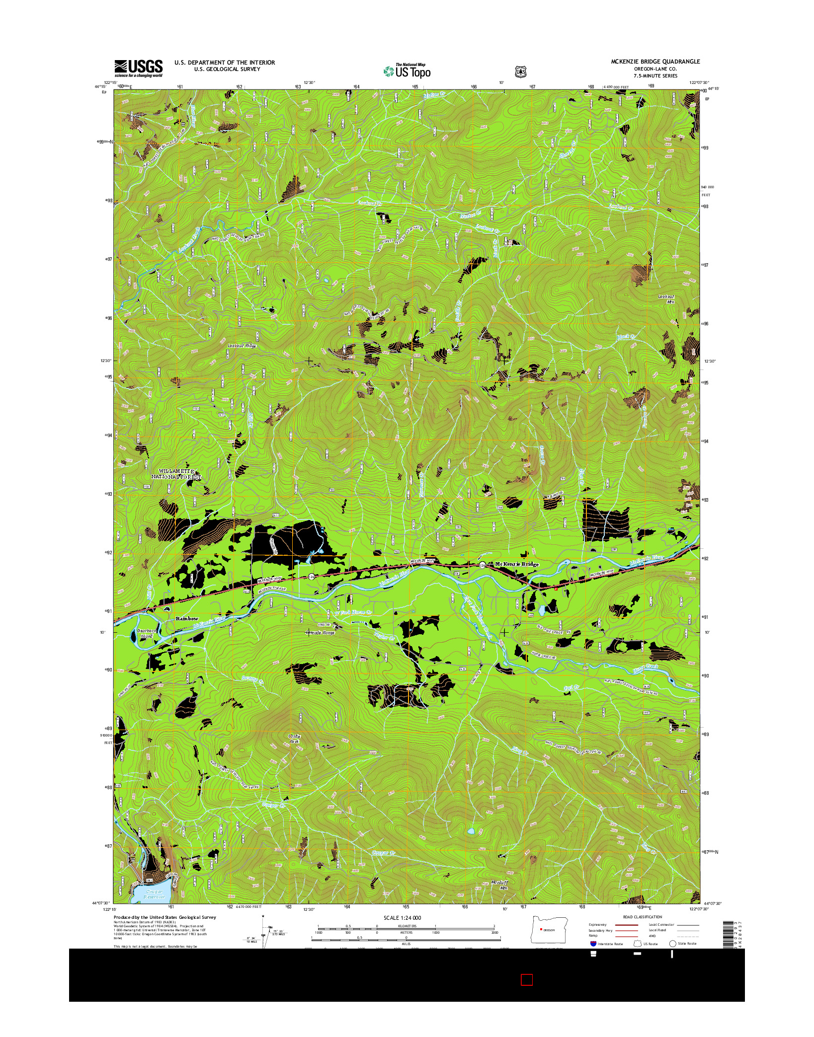 USGS US TOPO 7.5-MINUTE MAP FOR MCKENZIE BRIDGE, OR 2014