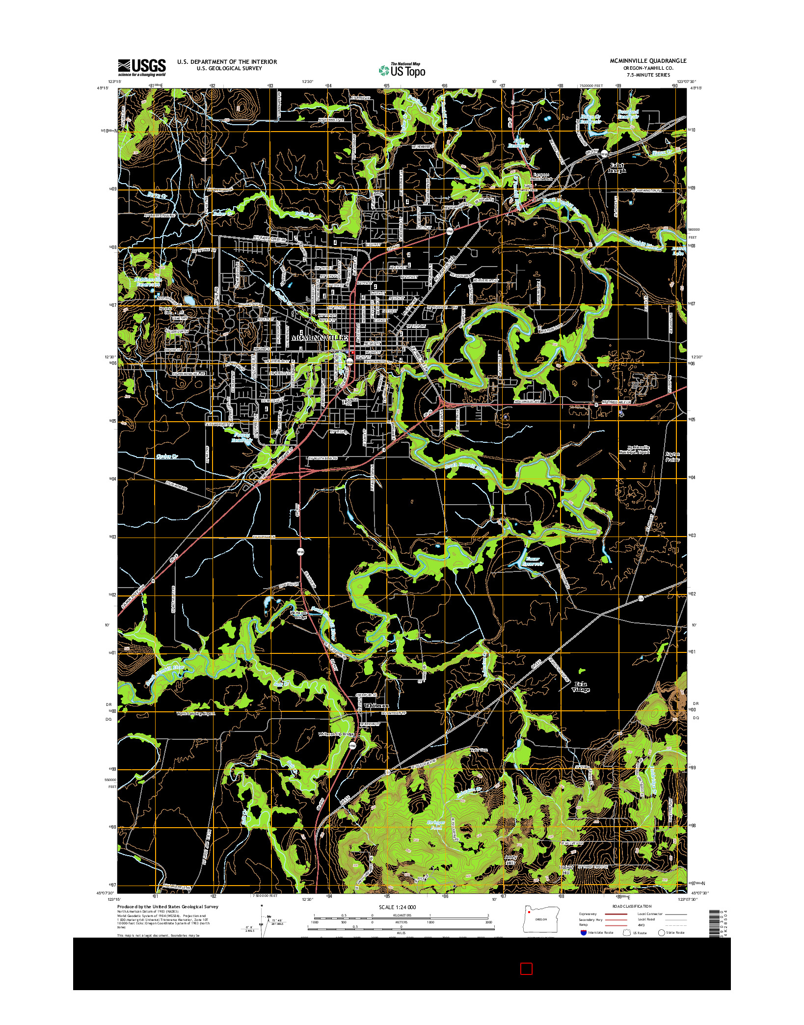 USGS US TOPO 7.5-MINUTE MAP FOR MCMINNVILLE, OR 2014