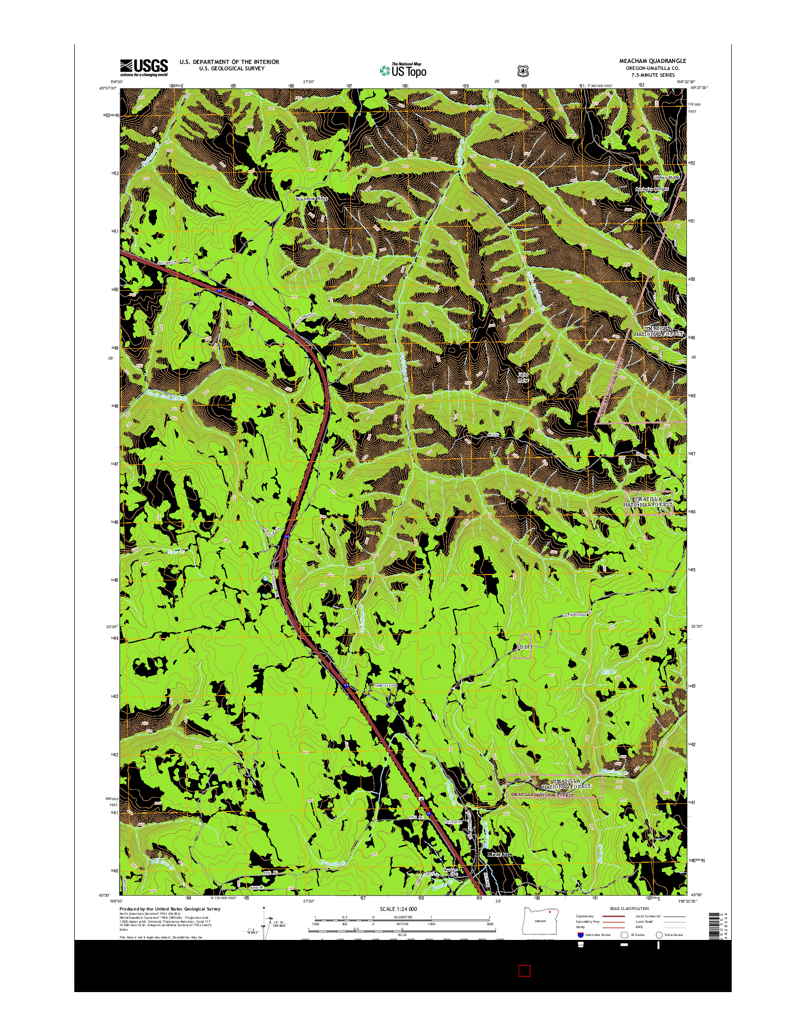 USGS US TOPO 7.5-MINUTE MAP FOR MEACHAM, OR 2014