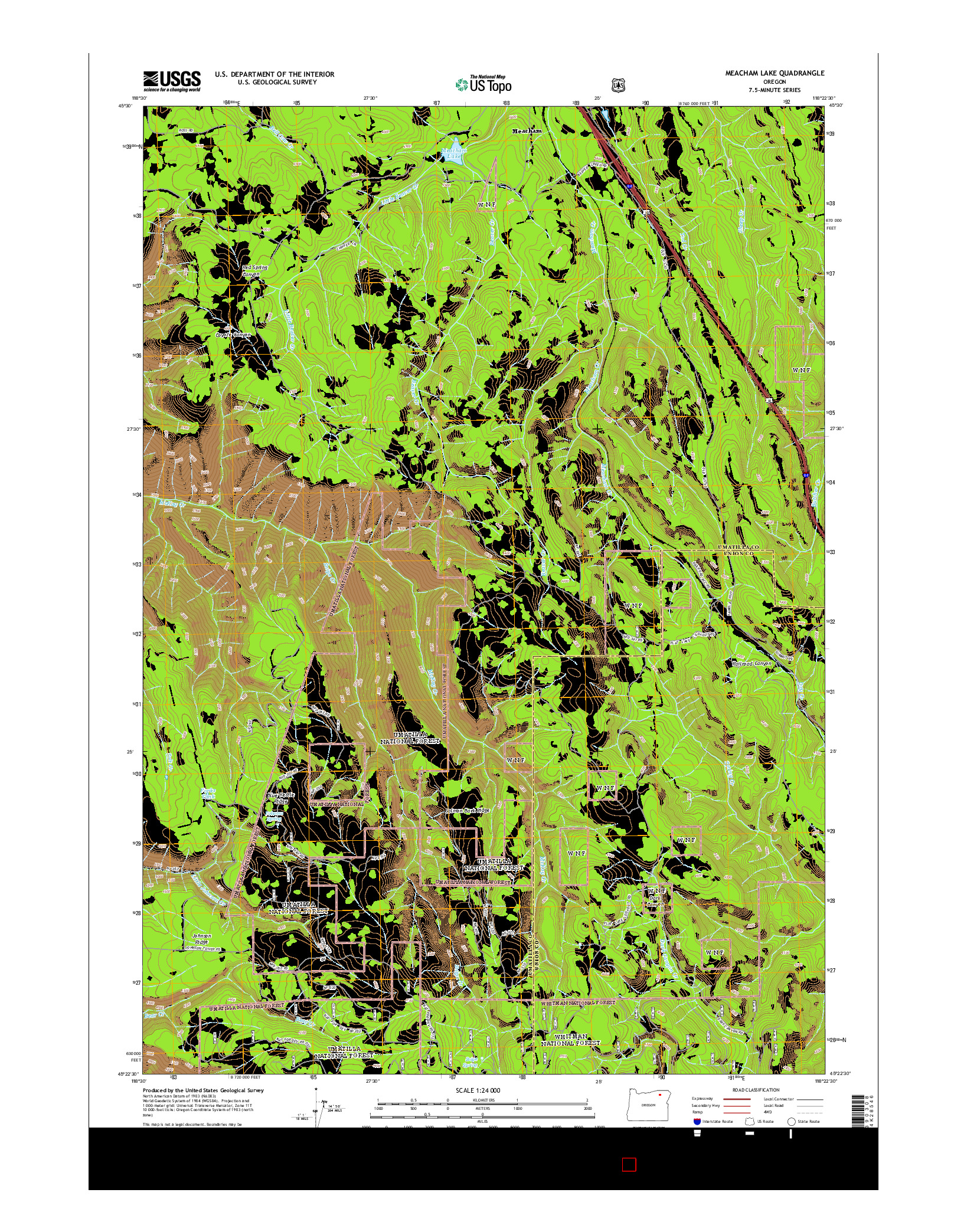 USGS US TOPO 7.5-MINUTE MAP FOR MEACHAM LAKE, OR 2014