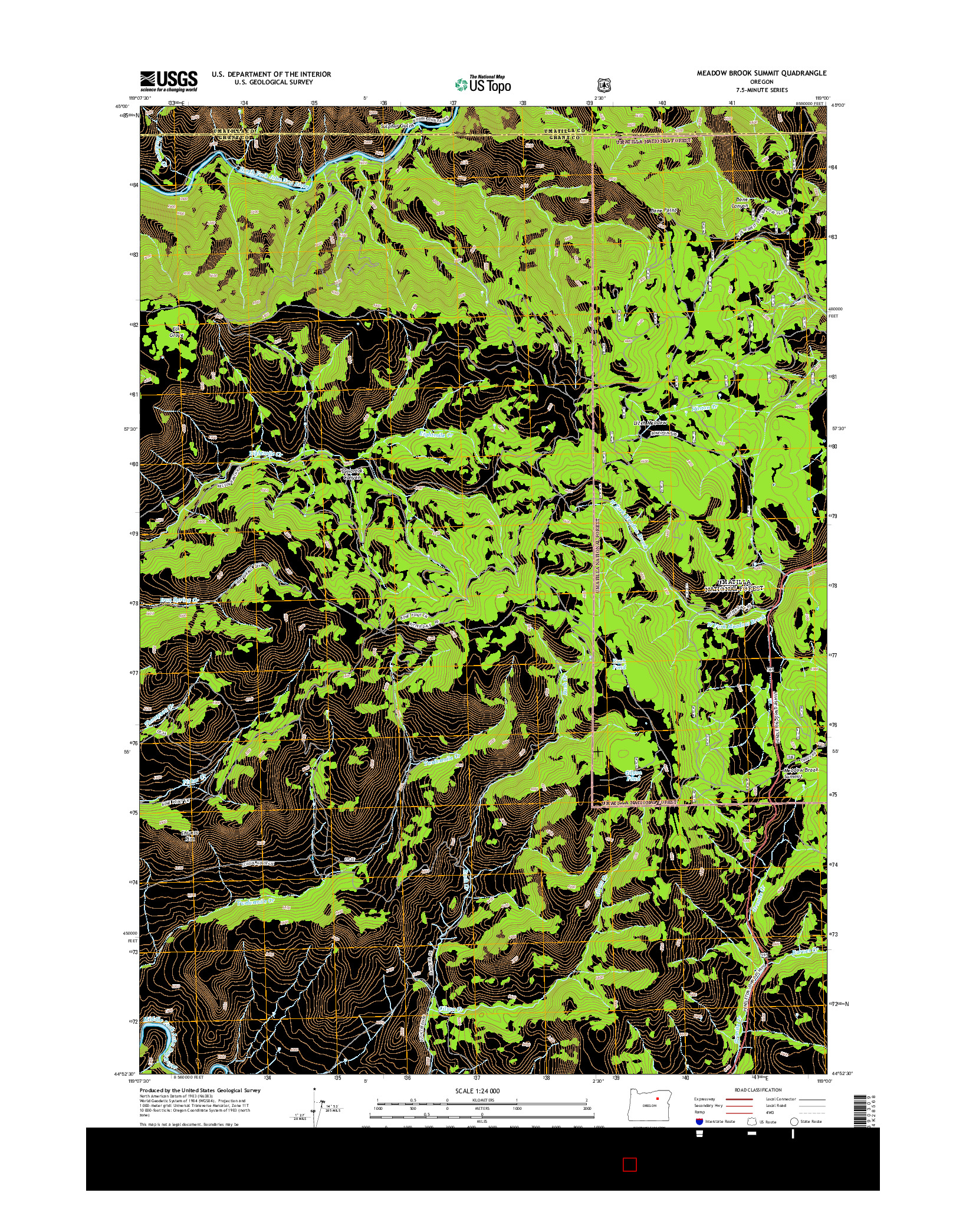 USGS US TOPO 7.5-MINUTE MAP FOR MEADOW BROOK SUMMIT, OR 2014