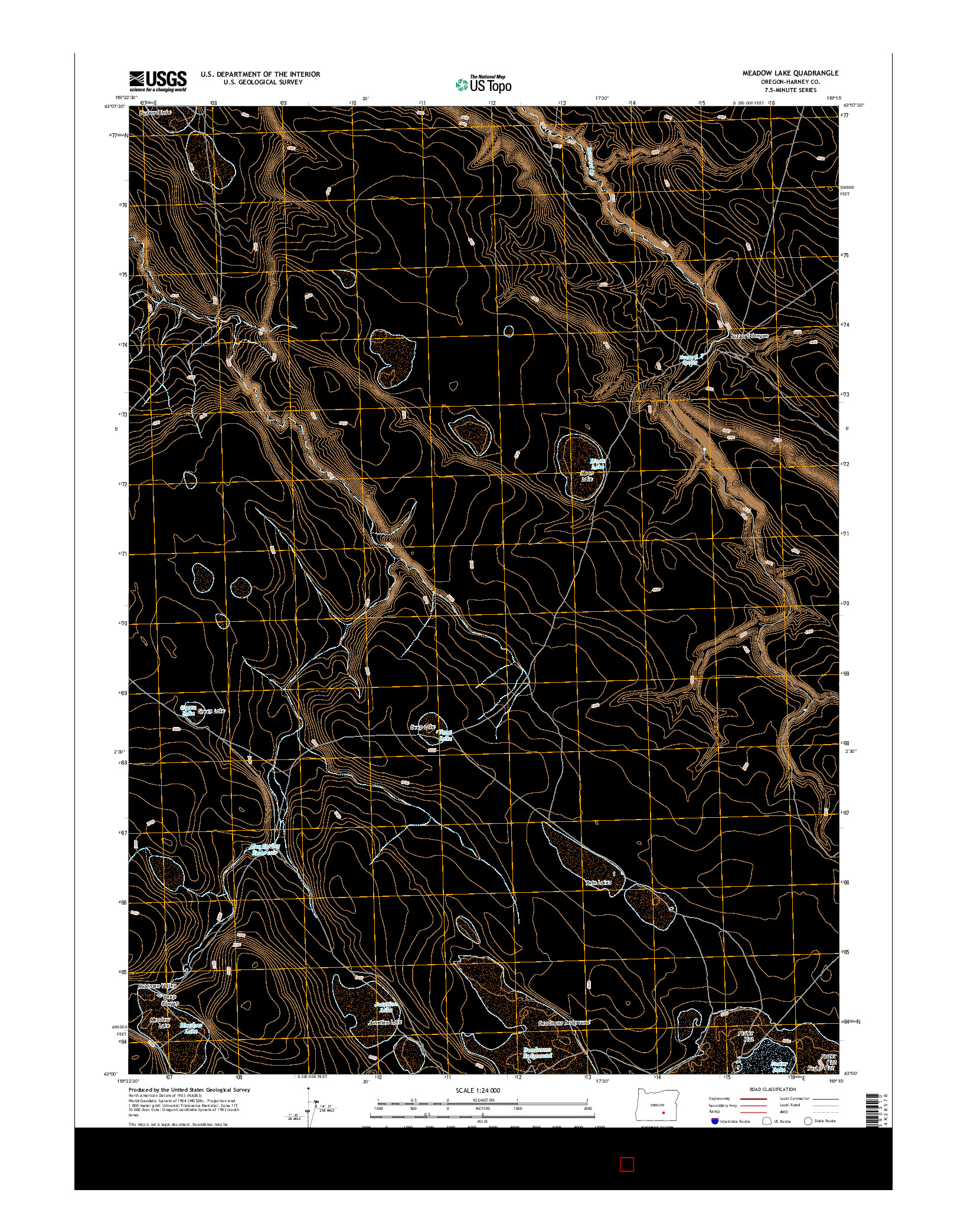 USGS US TOPO 7.5-MINUTE MAP FOR MEADOW LAKE, OR 2014