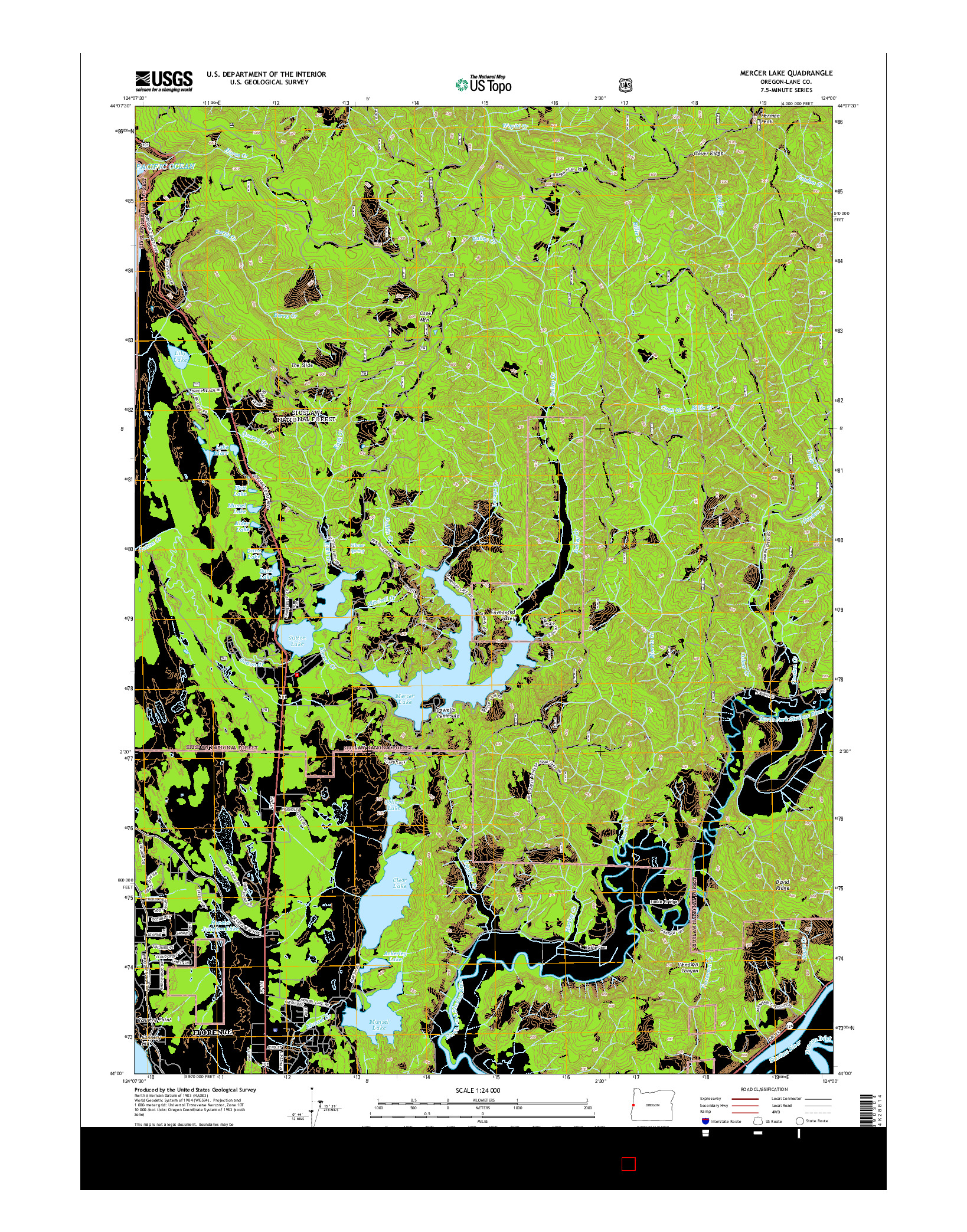 USGS US TOPO 7.5-MINUTE MAP FOR MERCER LAKE, OR 2014