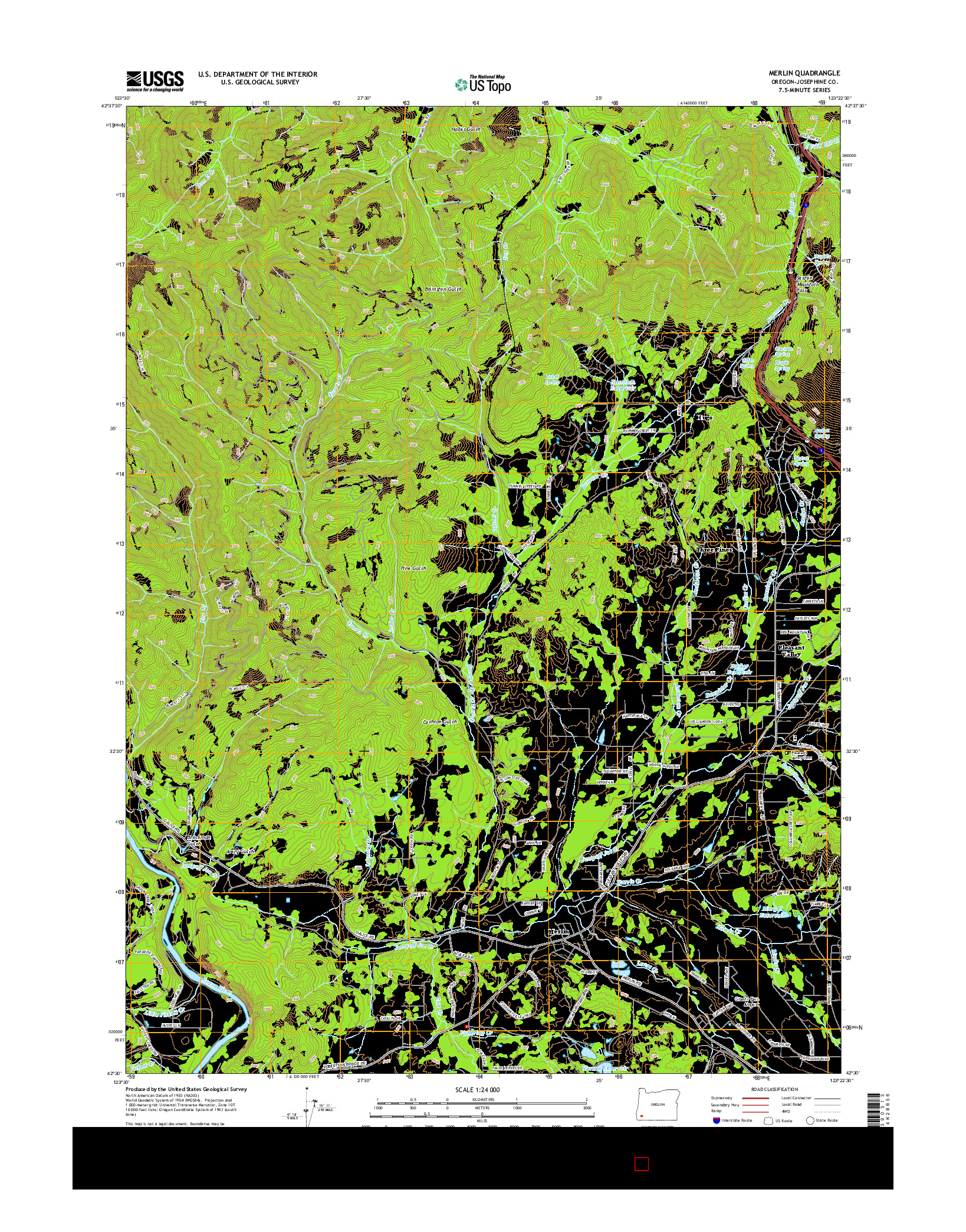 USGS US TOPO 7.5-MINUTE MAP FOR MERLIN, OR 2014