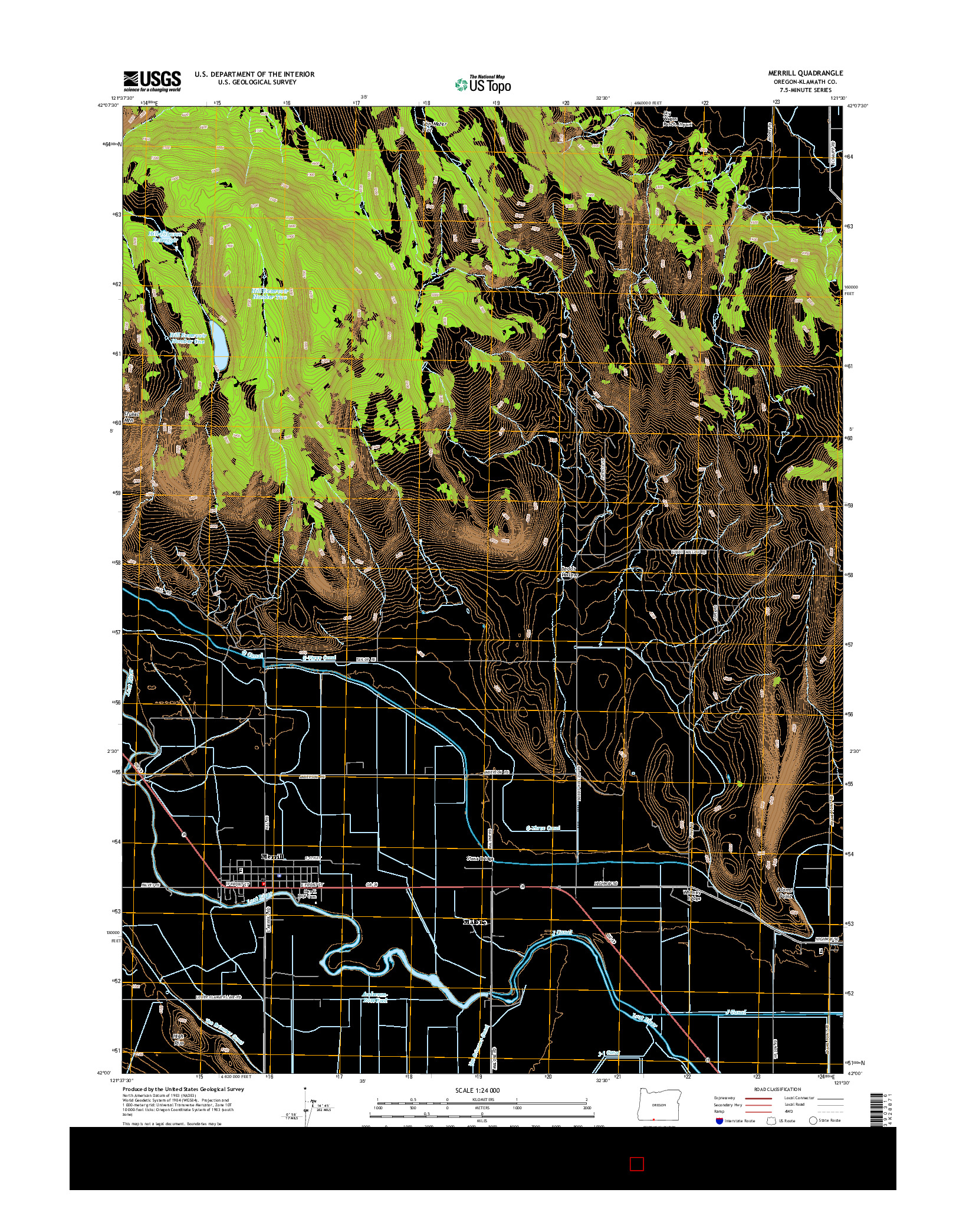 USGS US TOPO 7.5-MINUTE MAP FOR MERRILL, OR 2014