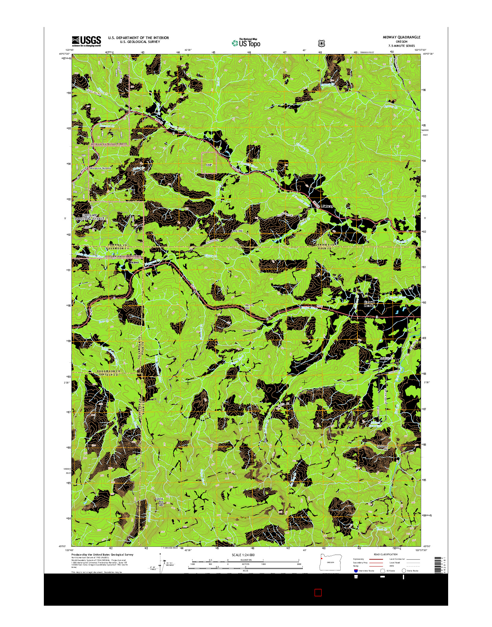 USGS US TOPO 7.5-MINUTE MAP FOR MIDWAY, OR 2014